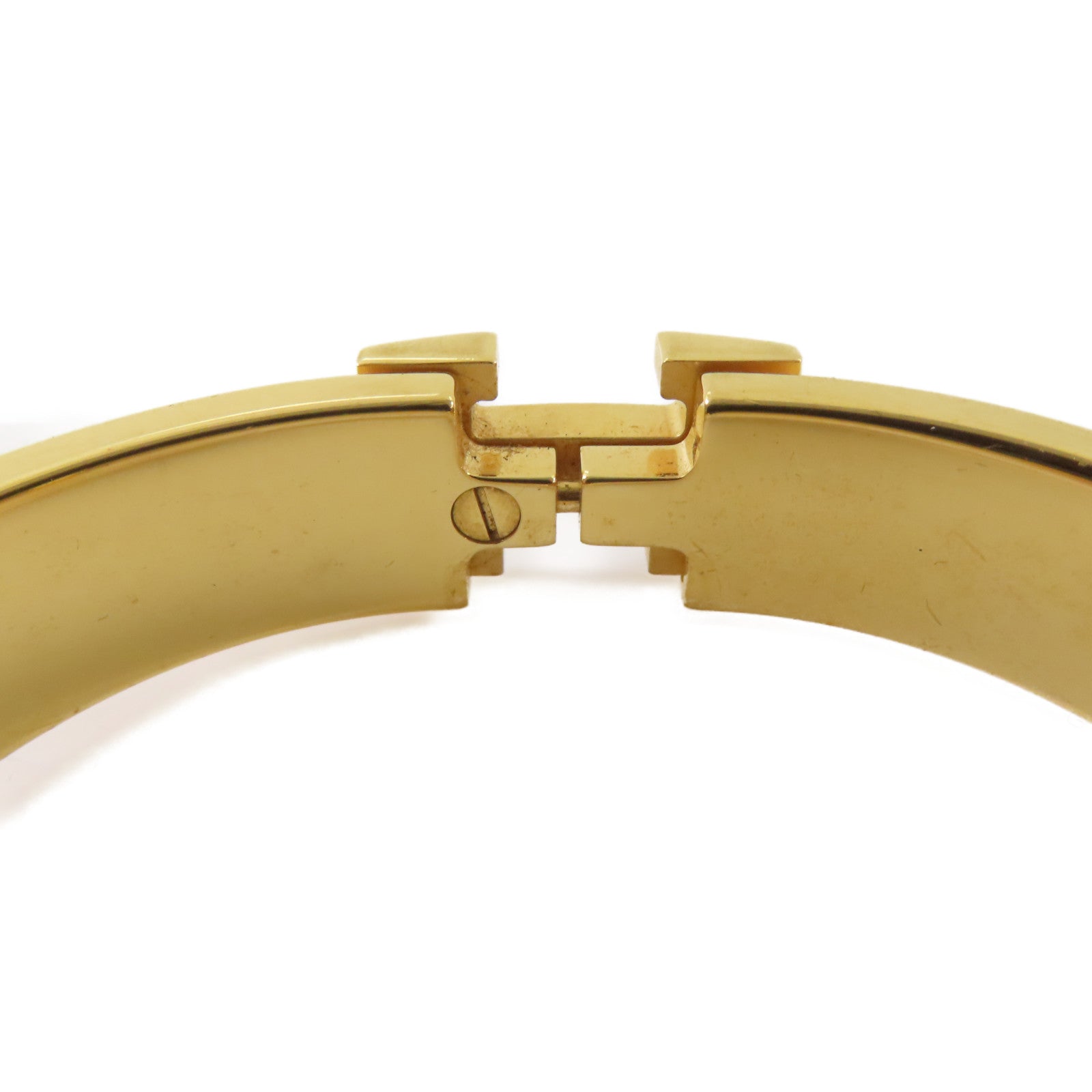 HERMES 琺瑯/金屬Clic H Bracelet金扣手鏈白色/金色