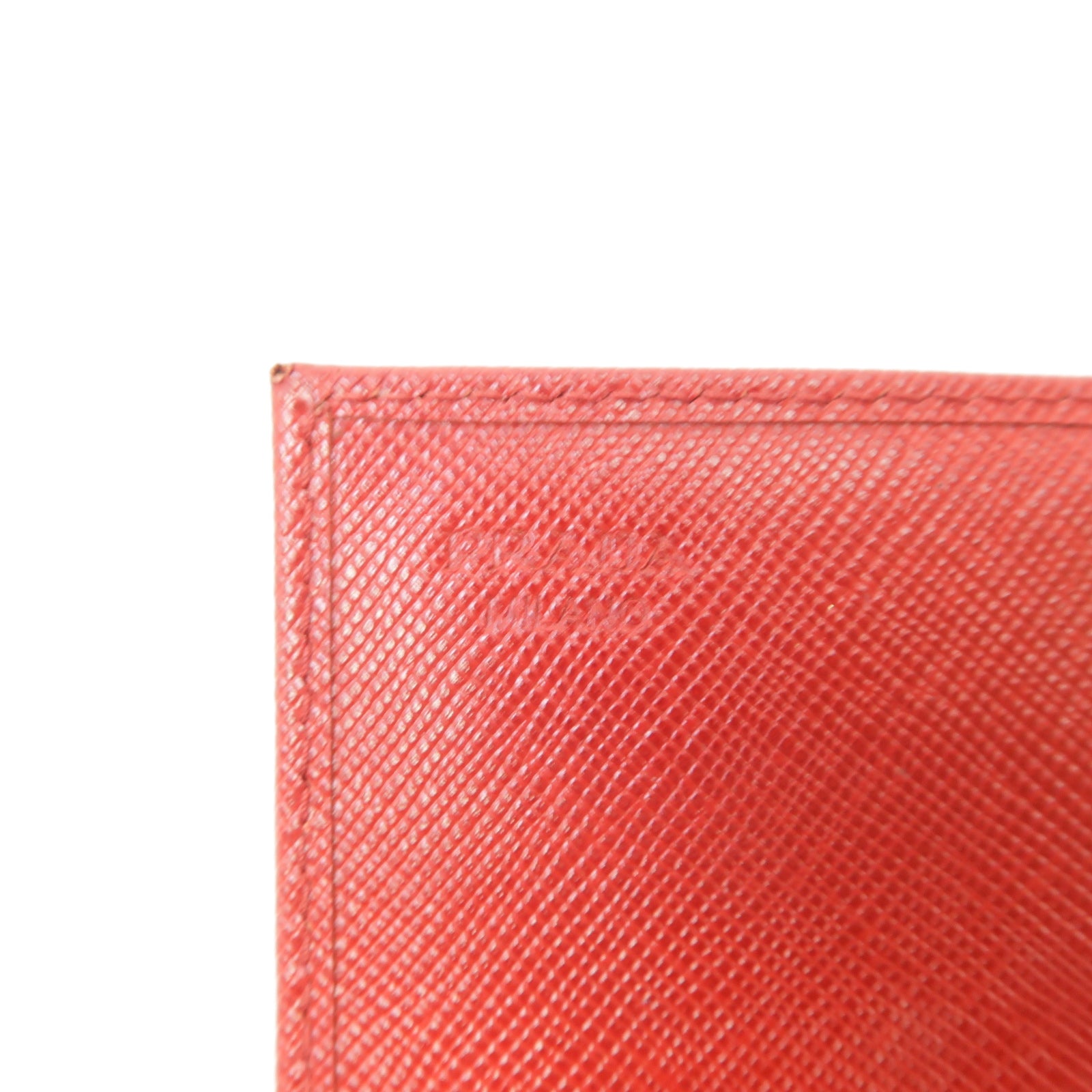 PRADA 【激減優惠】Saffiano皮革Card Case金扣卡片套紅色