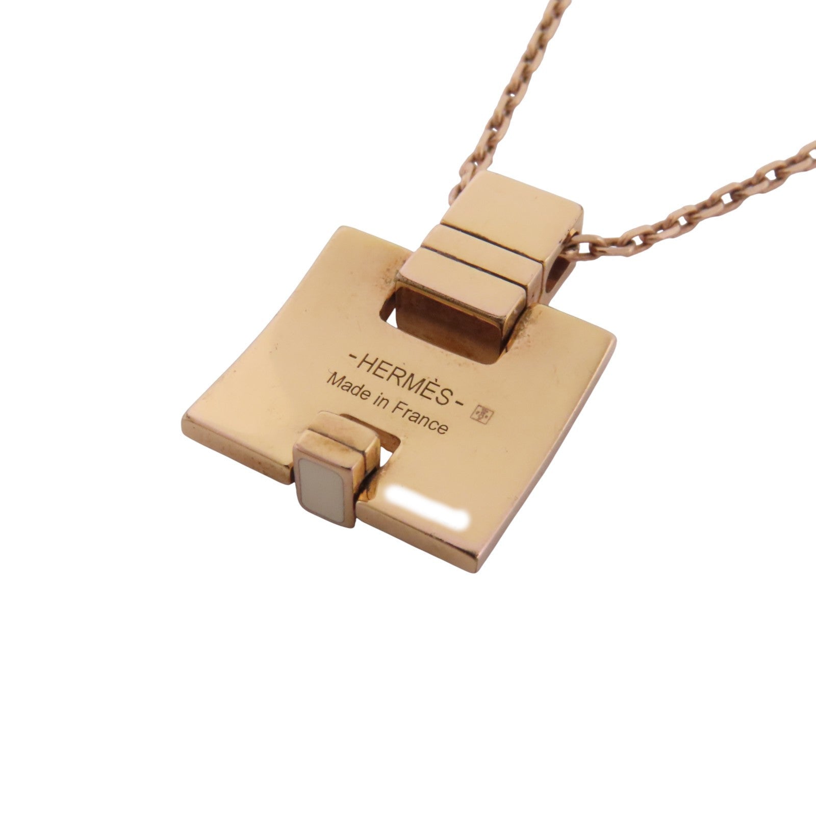 HERMES 金屬/琺瑯Irene Necklace金扣項鏈