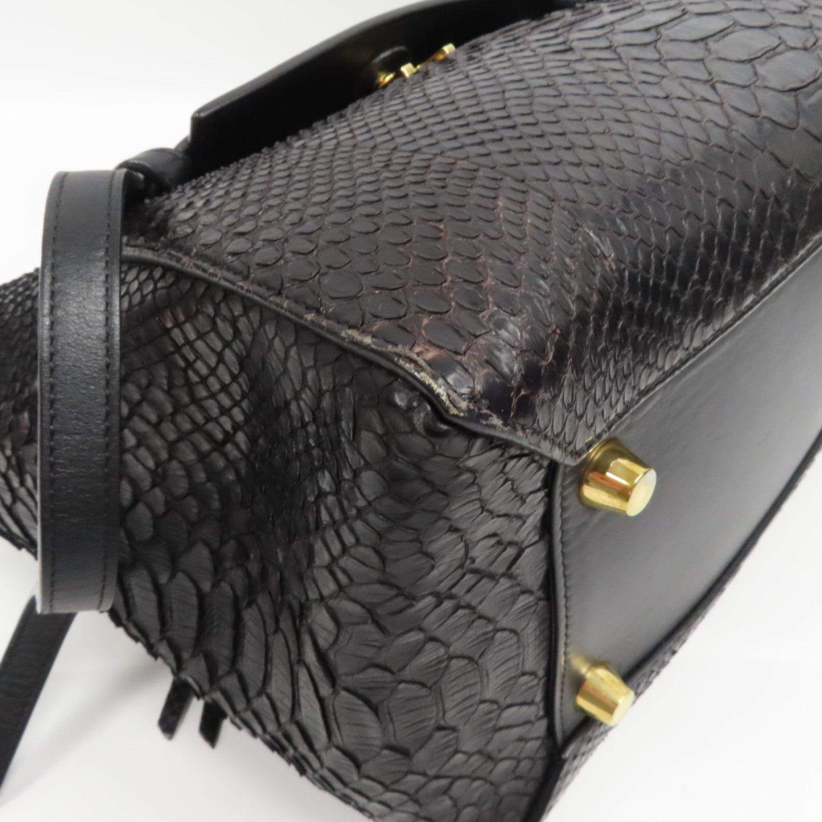 CELINE 【激減優惠】蛇皮皮革Belt Bag金扣手挽肩背兩用袋黑色