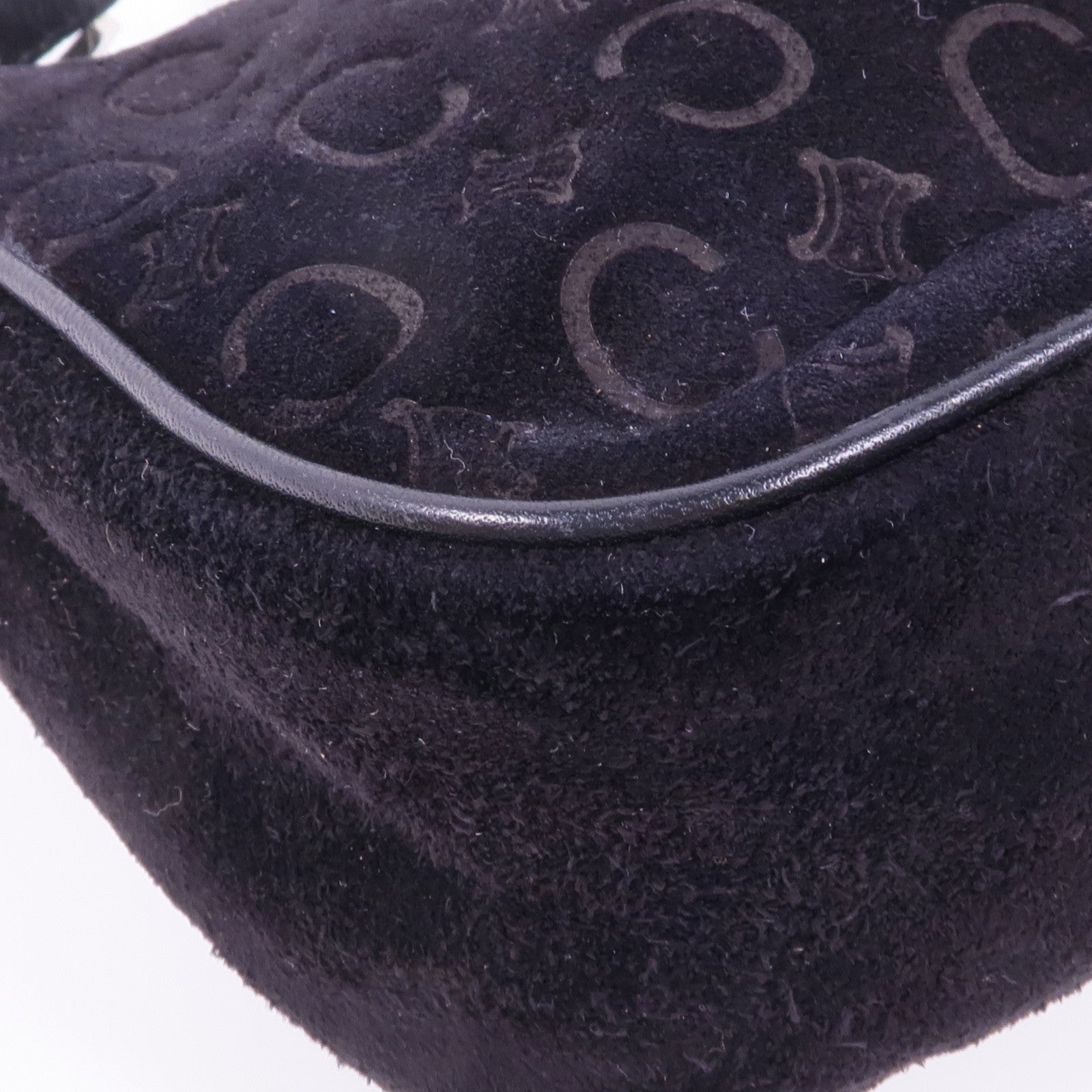 CELINE 麂皮皮革Shoulder Bag銀扣肩背袋