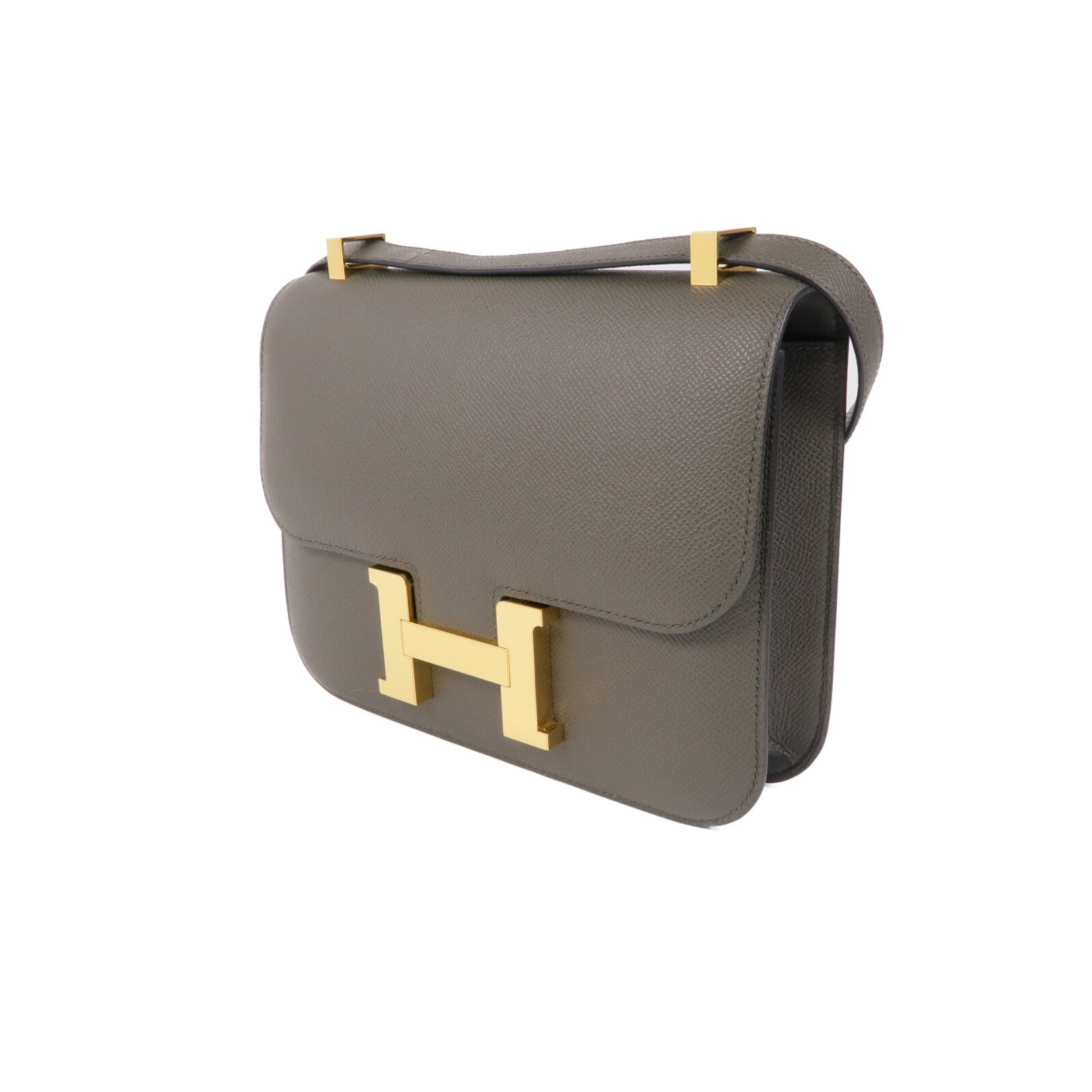 HERMES Epsom皮革Constance 24金扣肩背袋Vert De Gris