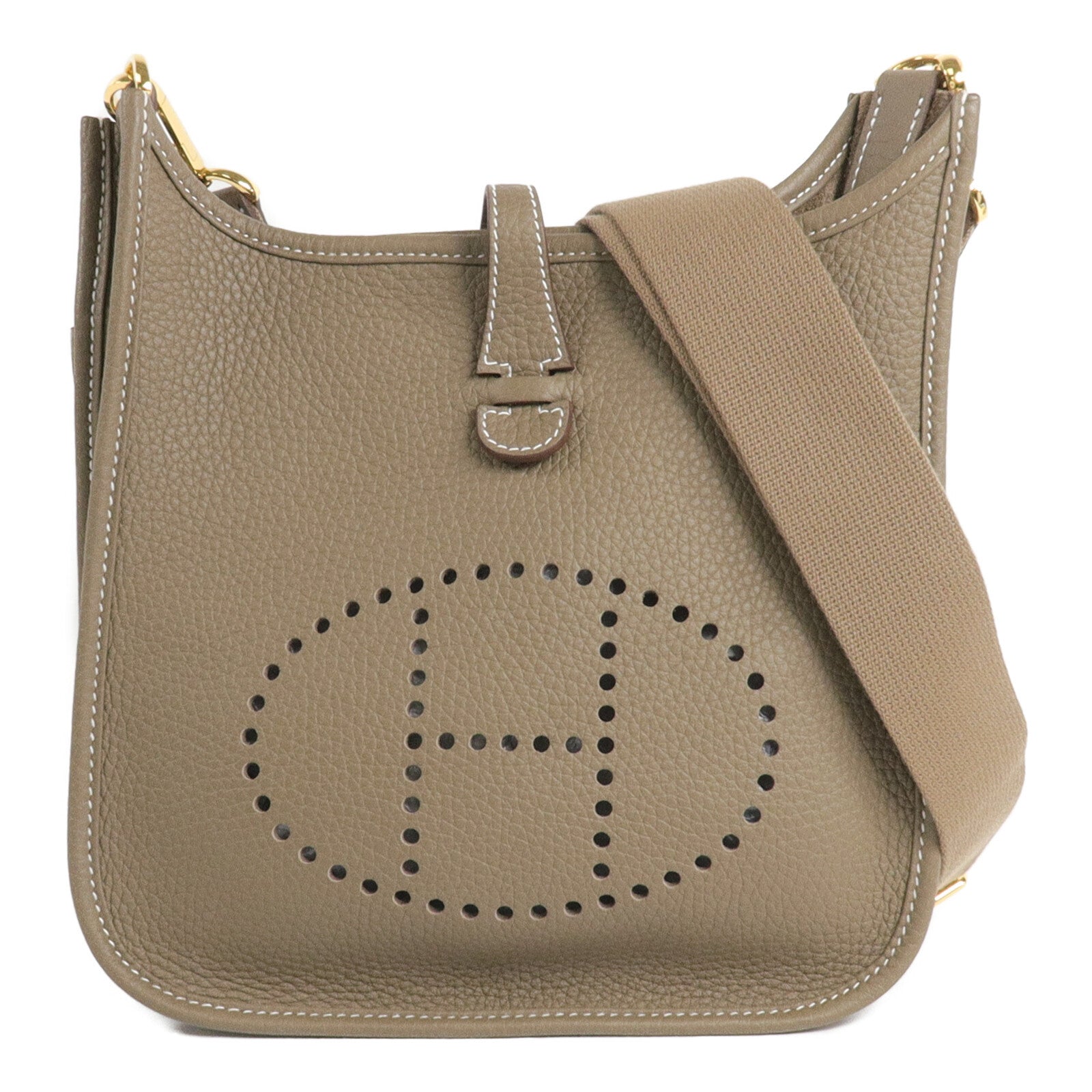 HERMES Clemence皮革Evelyne 23肩背袋Etoupe