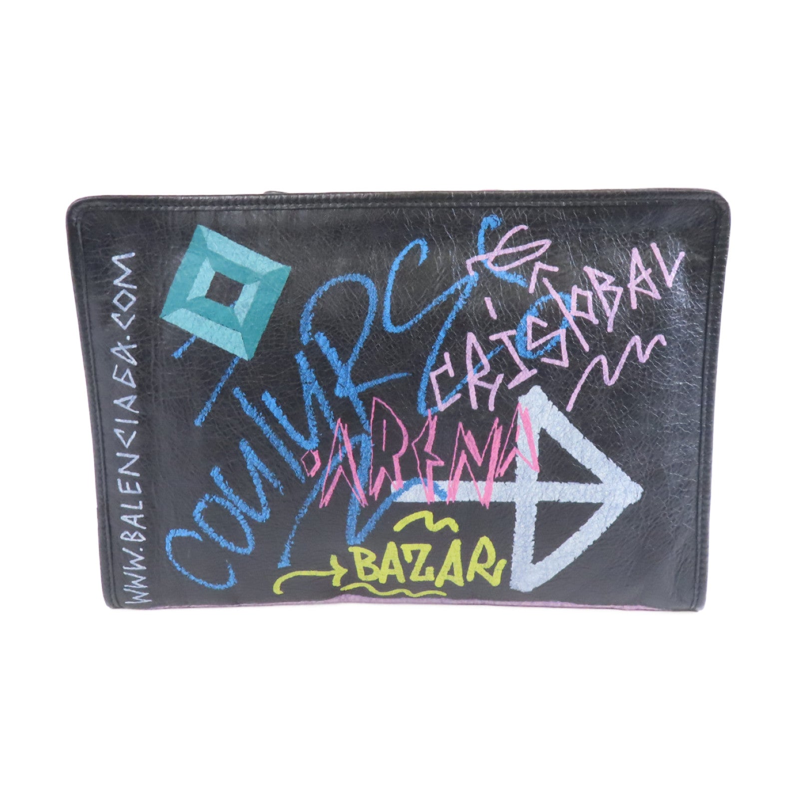 BALENCIAGA 【激減優惠】牛皮皮革Clutch Bag銀扣手拿包黑色