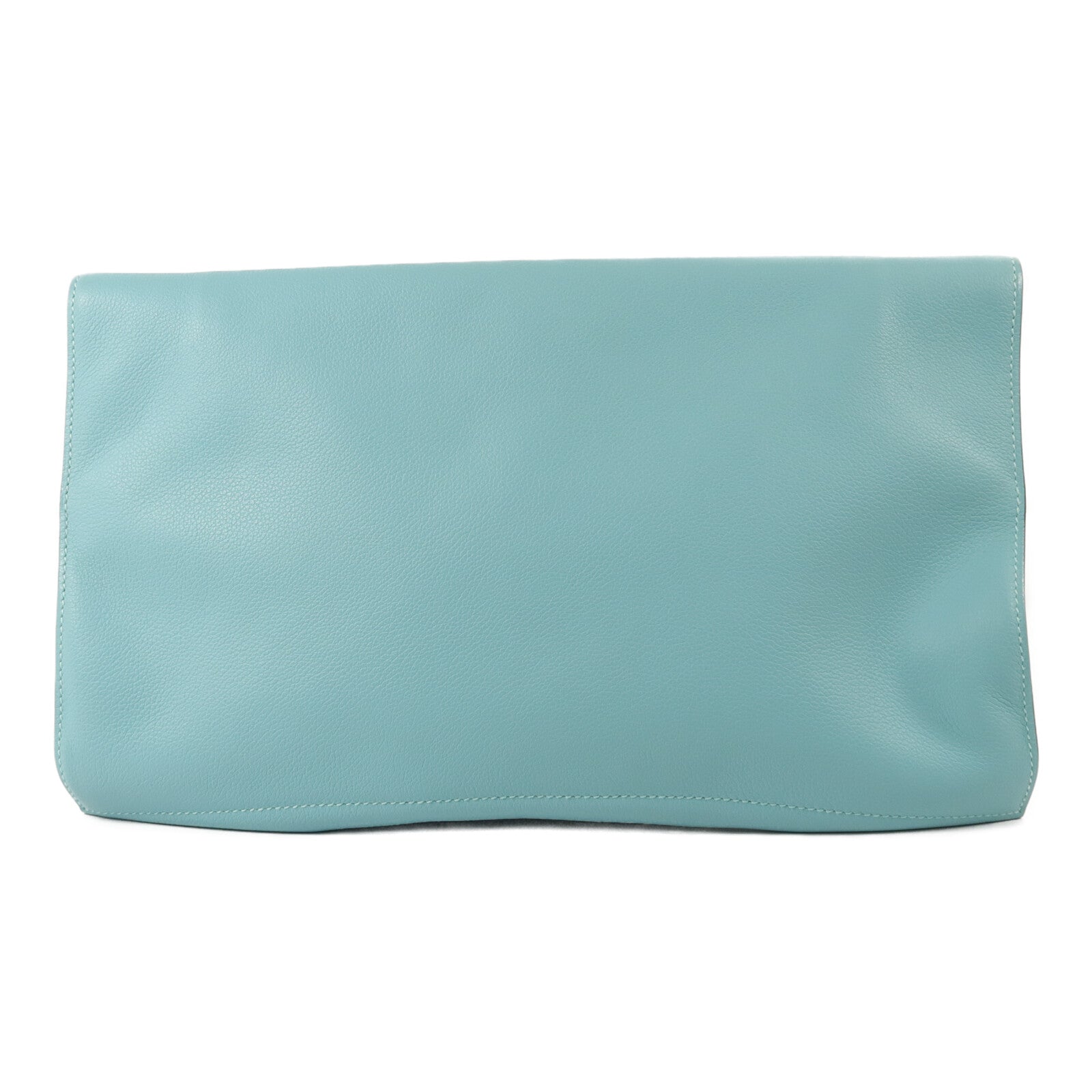 HERMES Evercolor皮革Pliplat Clutch手拿包Blue Atoll