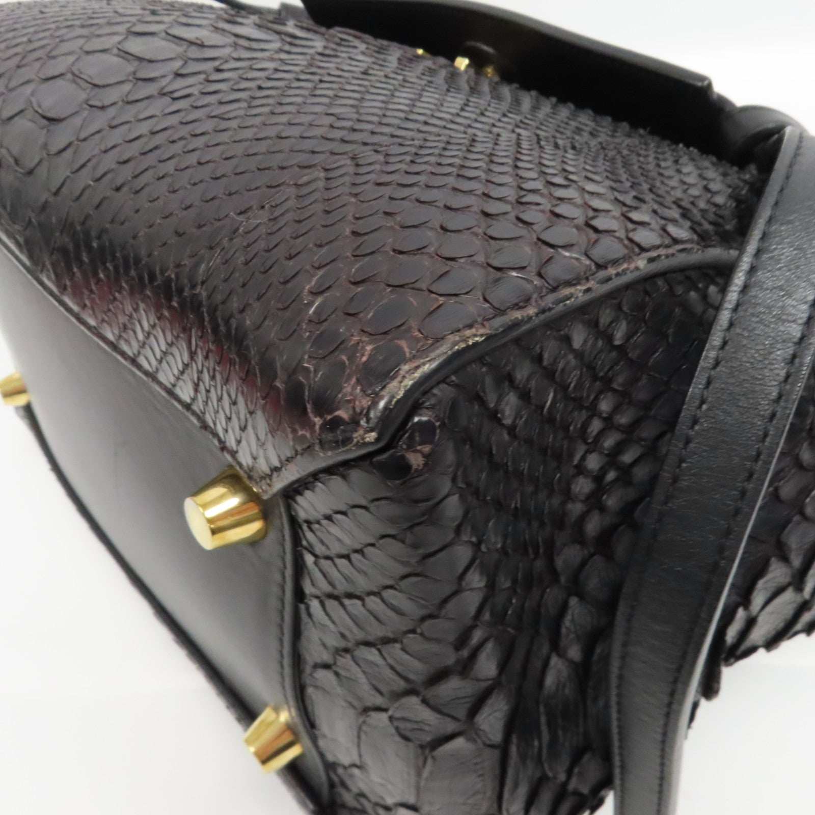 CELINE 【激減優惠】蛇皮皮革Belt Bag金扣手挽肩背兩用袋黑色