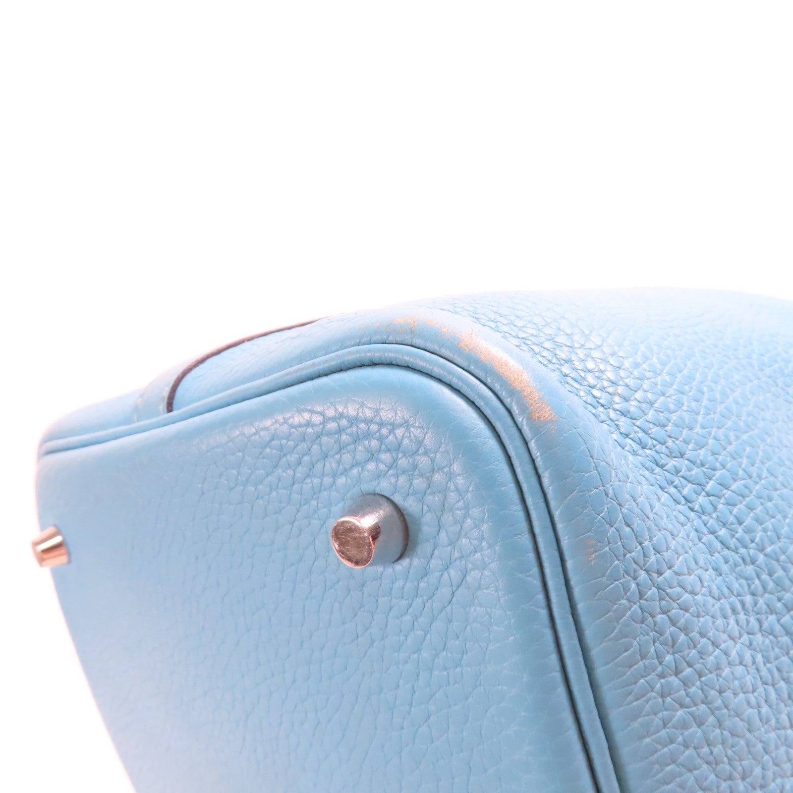 HERMES Clemence皮革Picotin MM銀扣手挽袋Bleu Du Nor