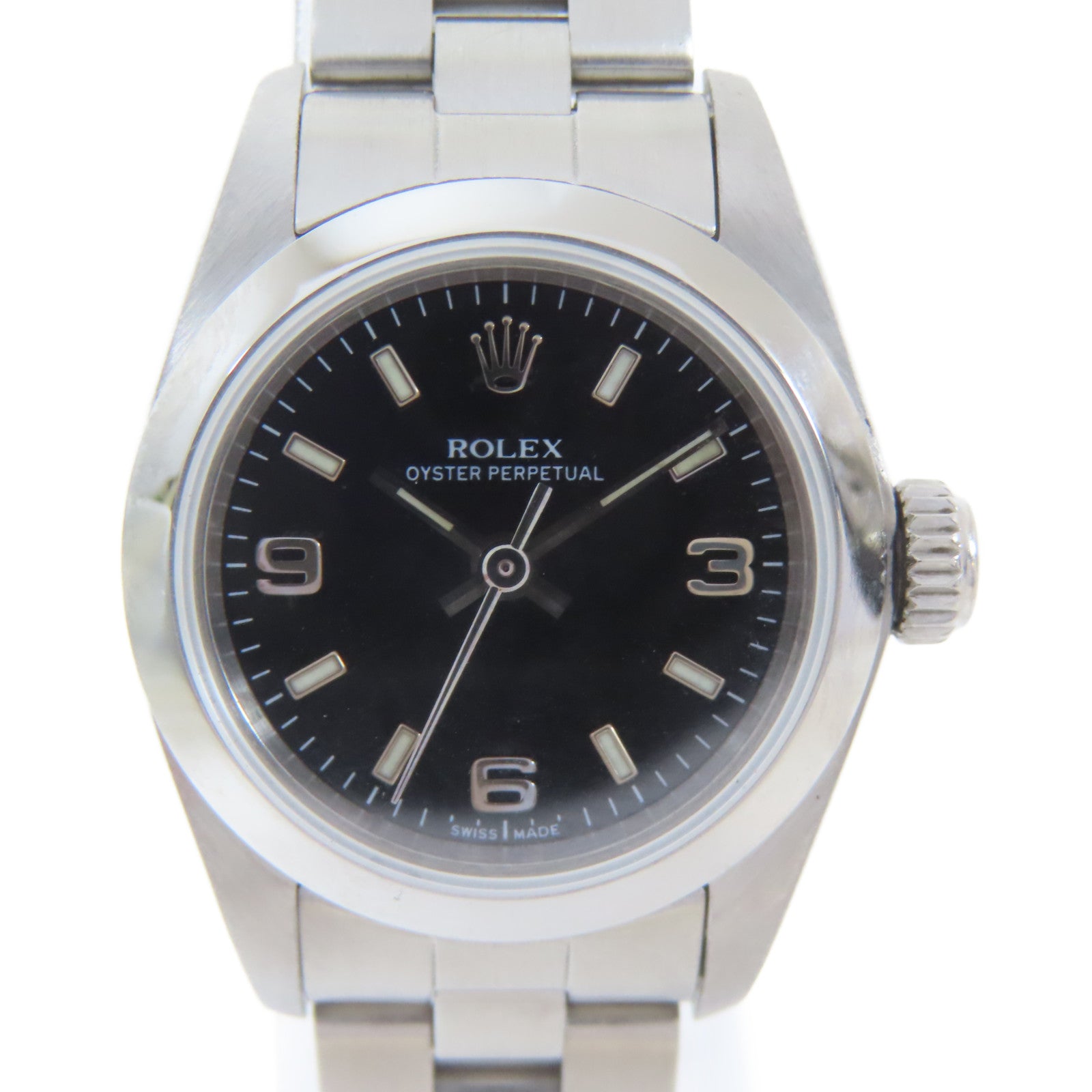 ROLEX Oyster Perpetual不鏽鋼手錶自動機芯黑色#17.5cm