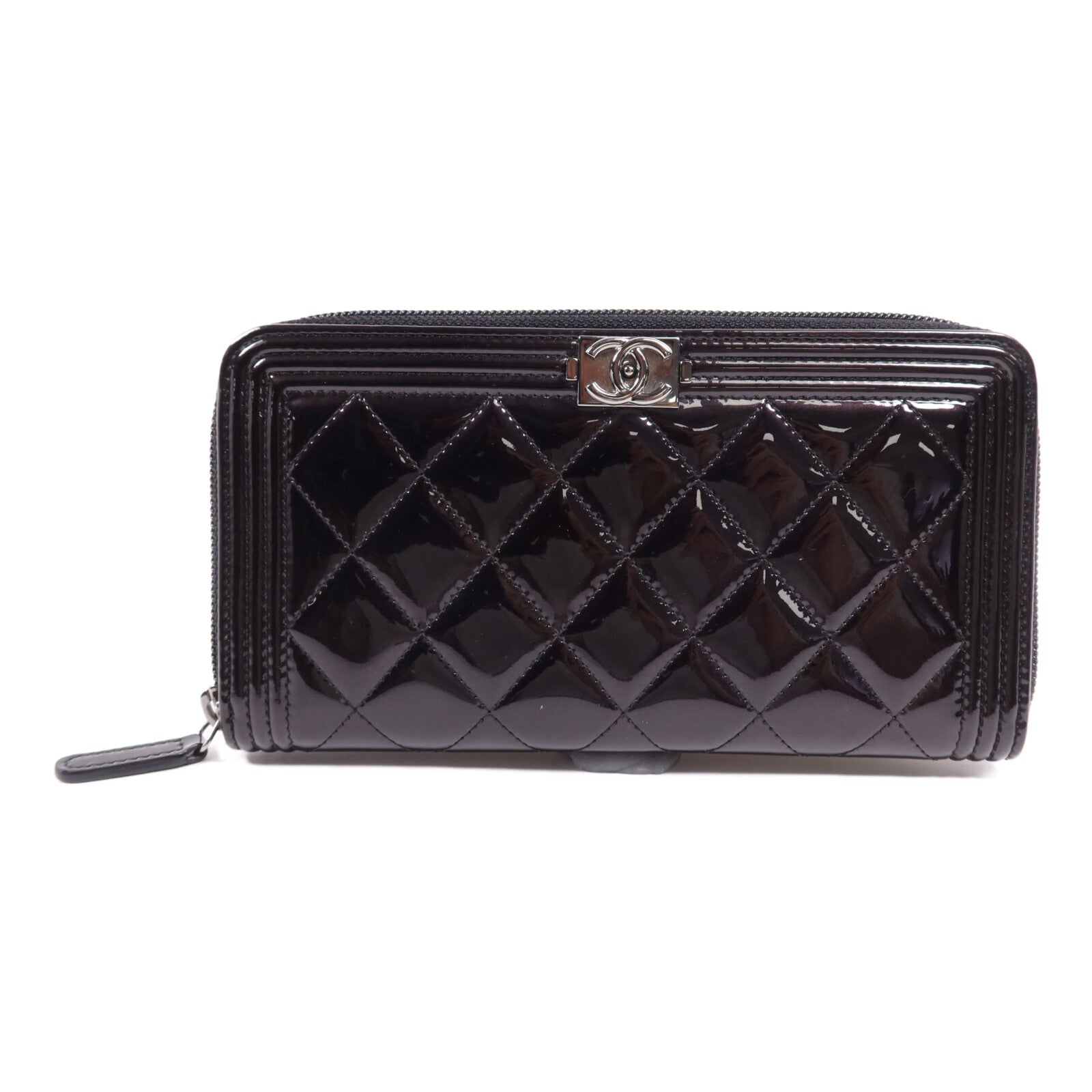 CHANEL 漆皮皮革Long Wallet銀扣長錢包