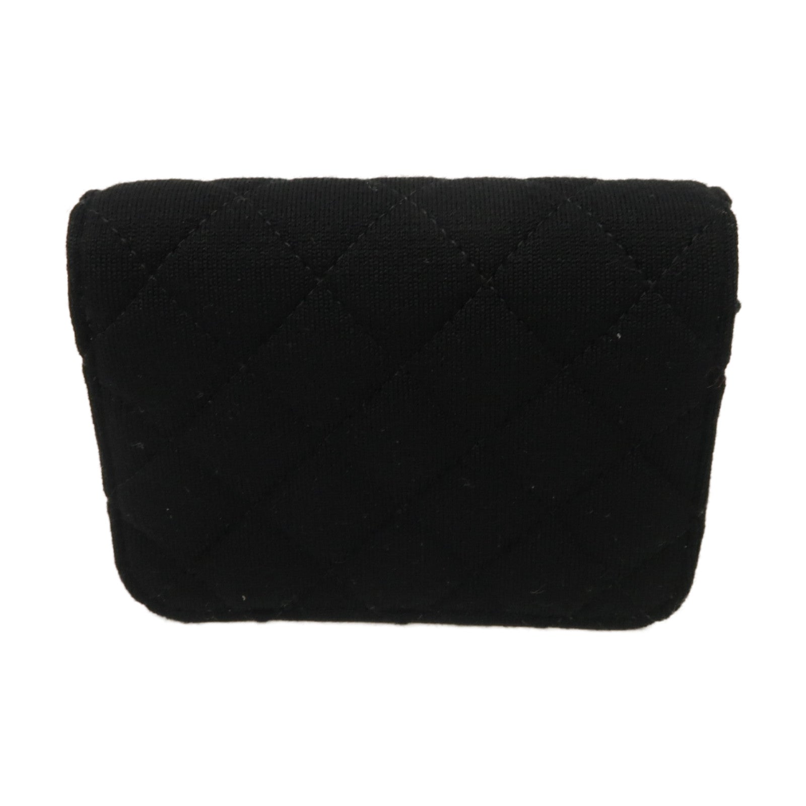CHANEL 菱格棉質Chain Shoulder Bag銀扣鏈帶肩背袋黑色