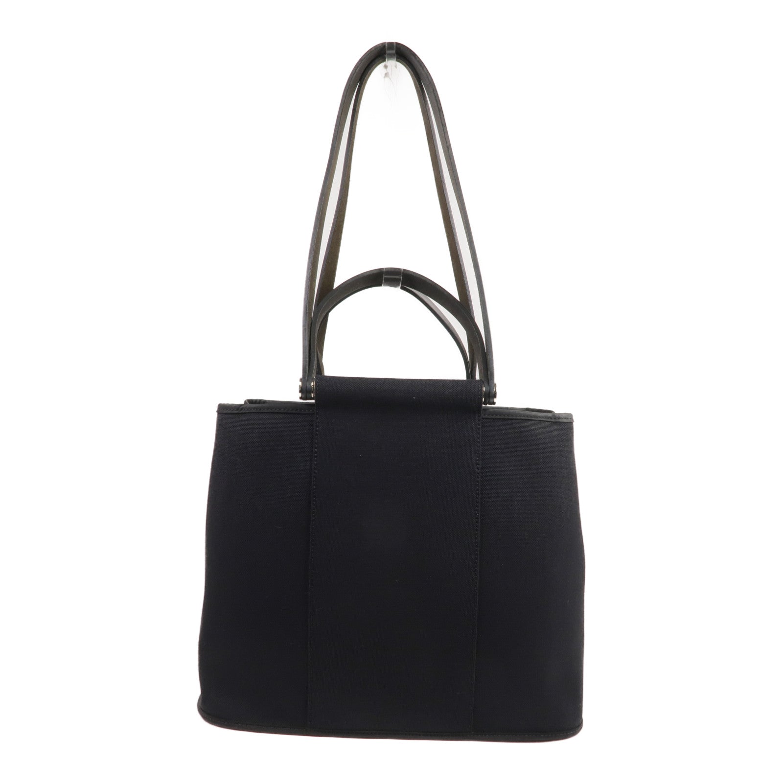 HERMES 帆布Cabag Pm銀扣手挽肩背兩用袋Noir