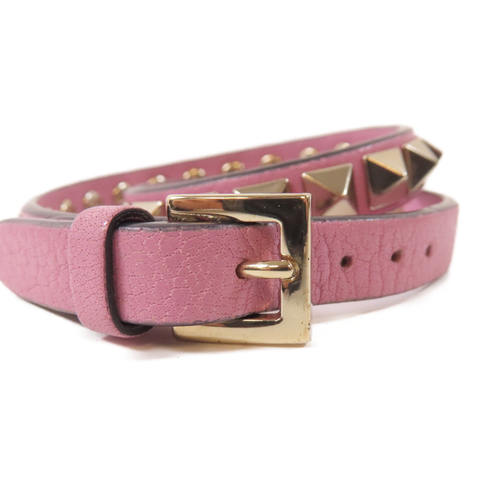 Valentino 皮革Bracelet金扣手鐲粉紅色