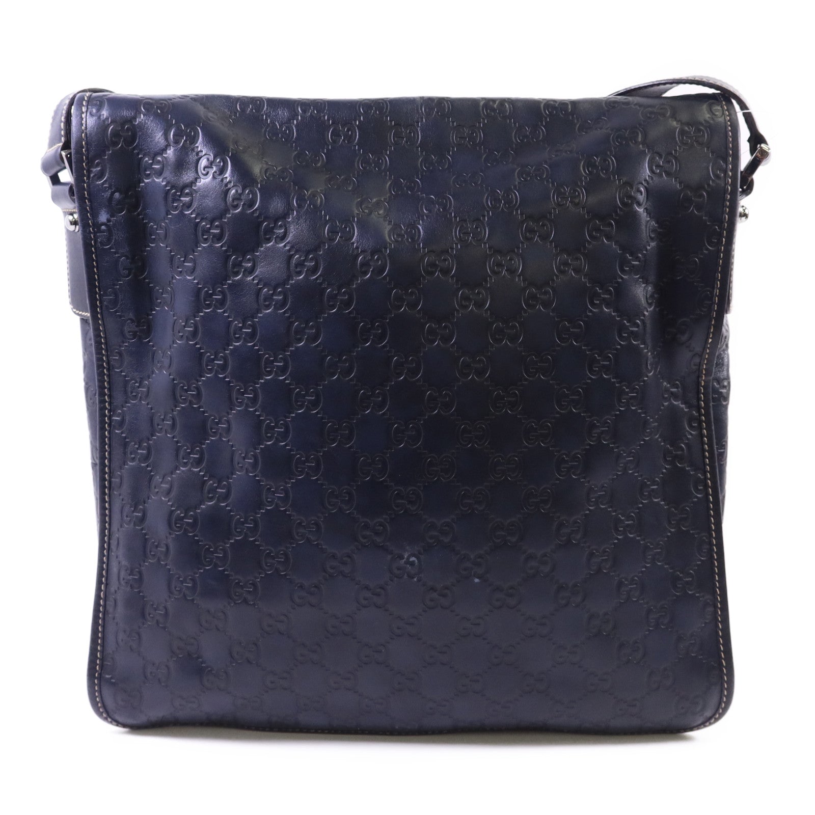 GUCCI 牛皮皮革Messenger Bag銀扣肩背袋