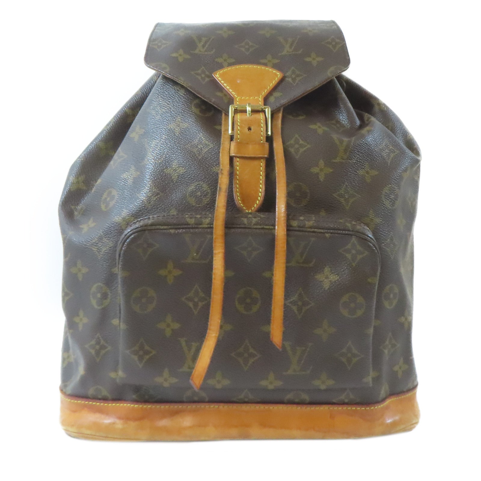 LOUIS VUITTON Monogram Montsouris GM金扣背包啡色