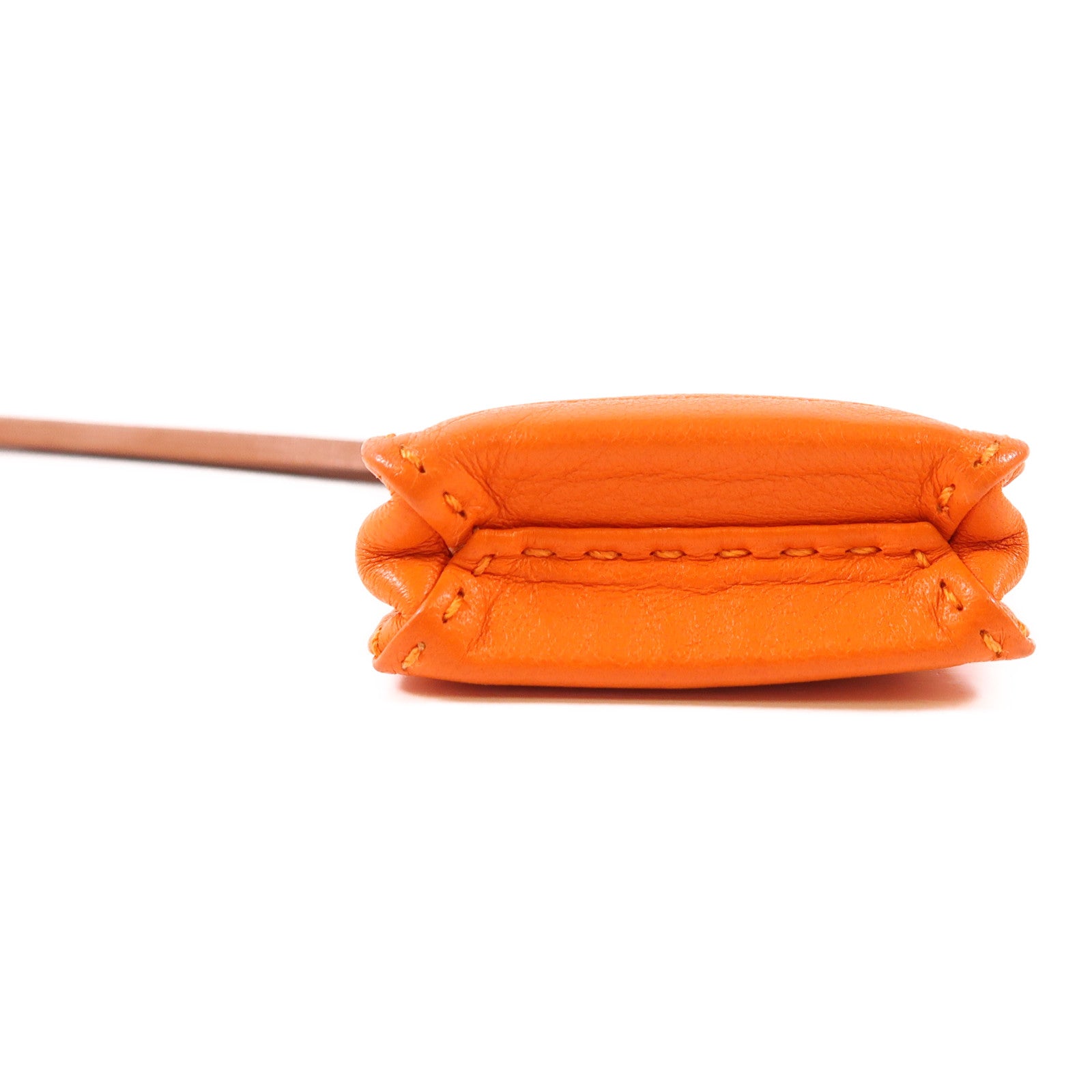 HERMES Swift皮革Bag Charm掛飾Orange
