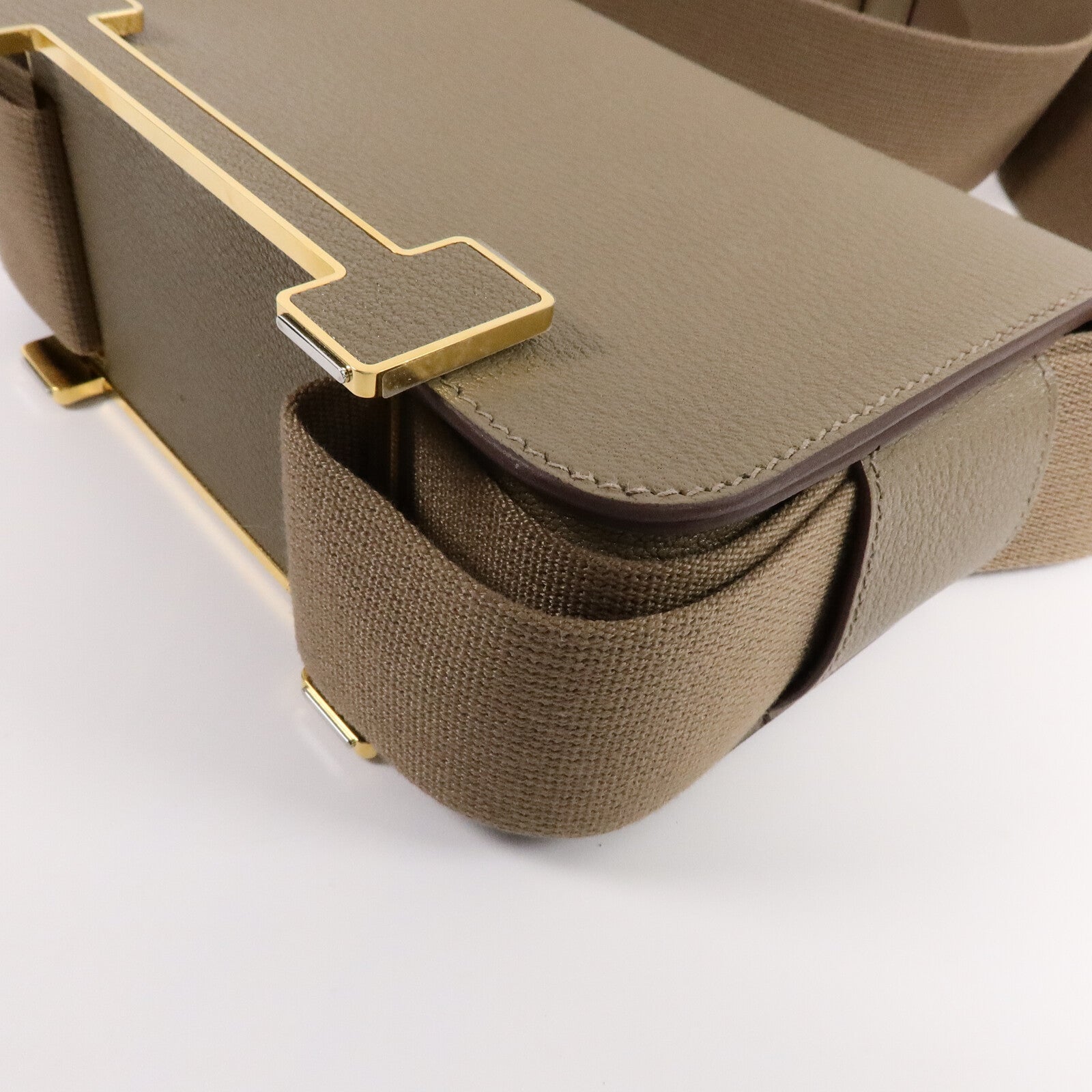 HERMES Chevre皮革Geta肩背袋Etoupe