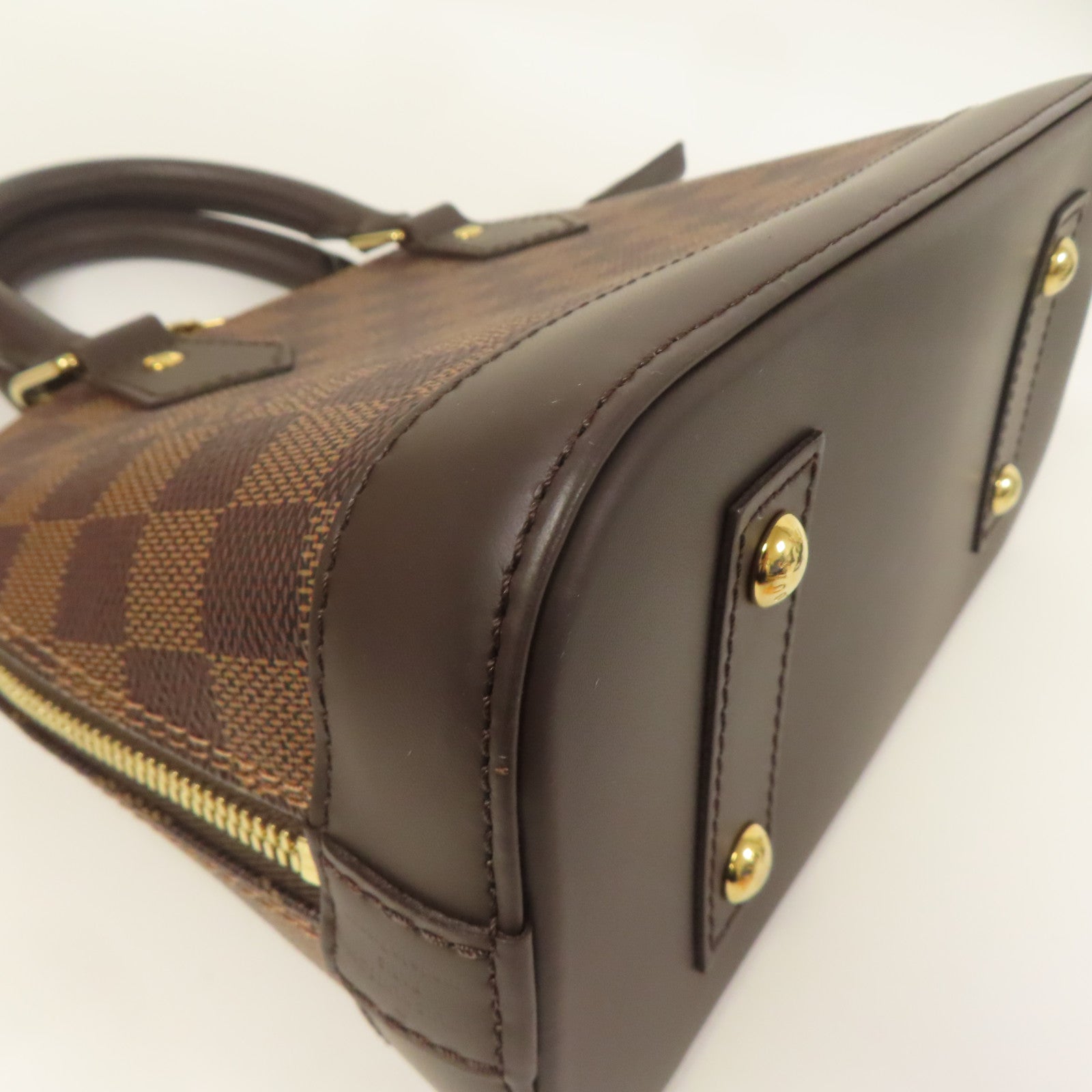 LOUIS VUITTON Damier Alma BB金扣手挽肩背兩用袋棕色