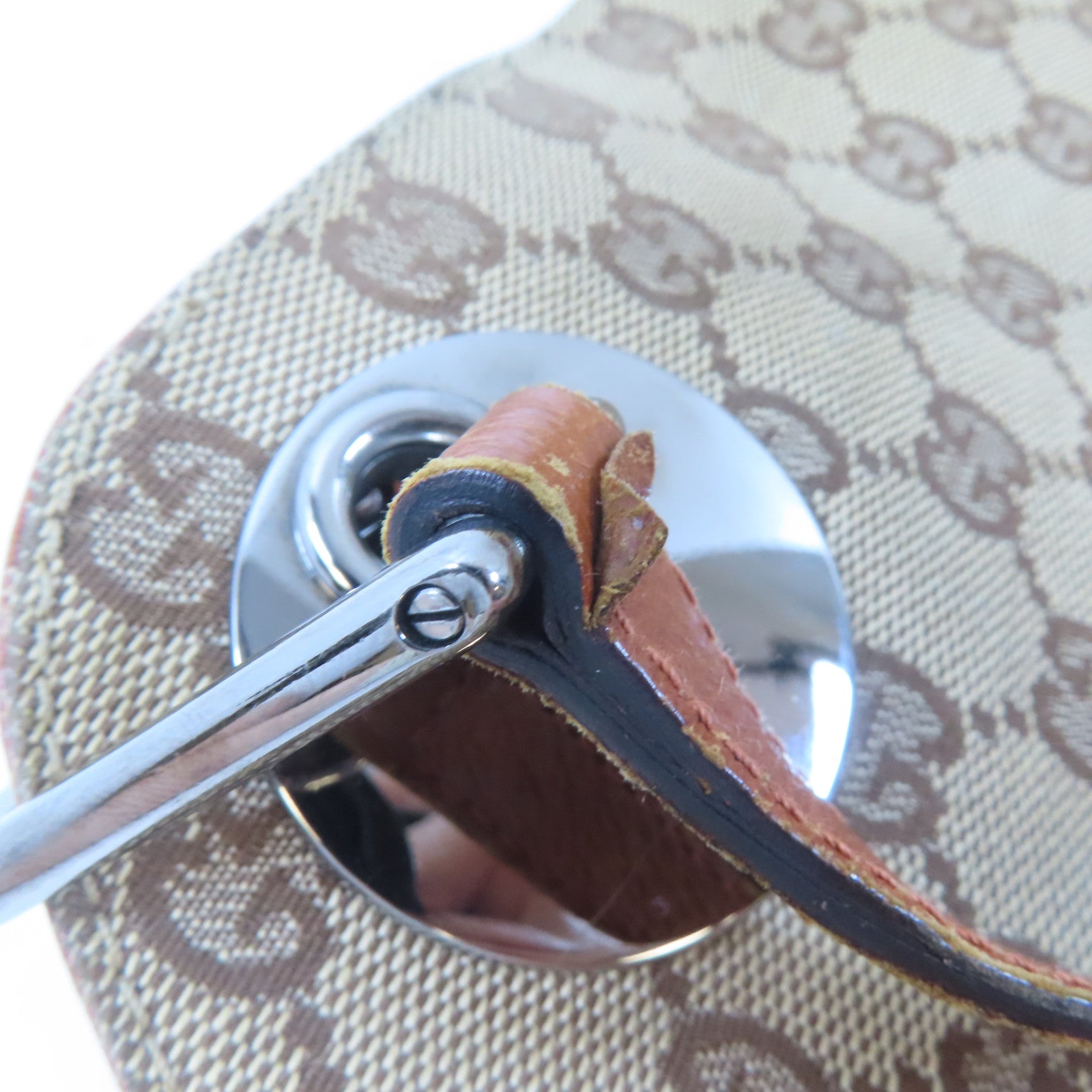 GUCCI 帆布Shoulder Bag銀扣肩背袋啡色