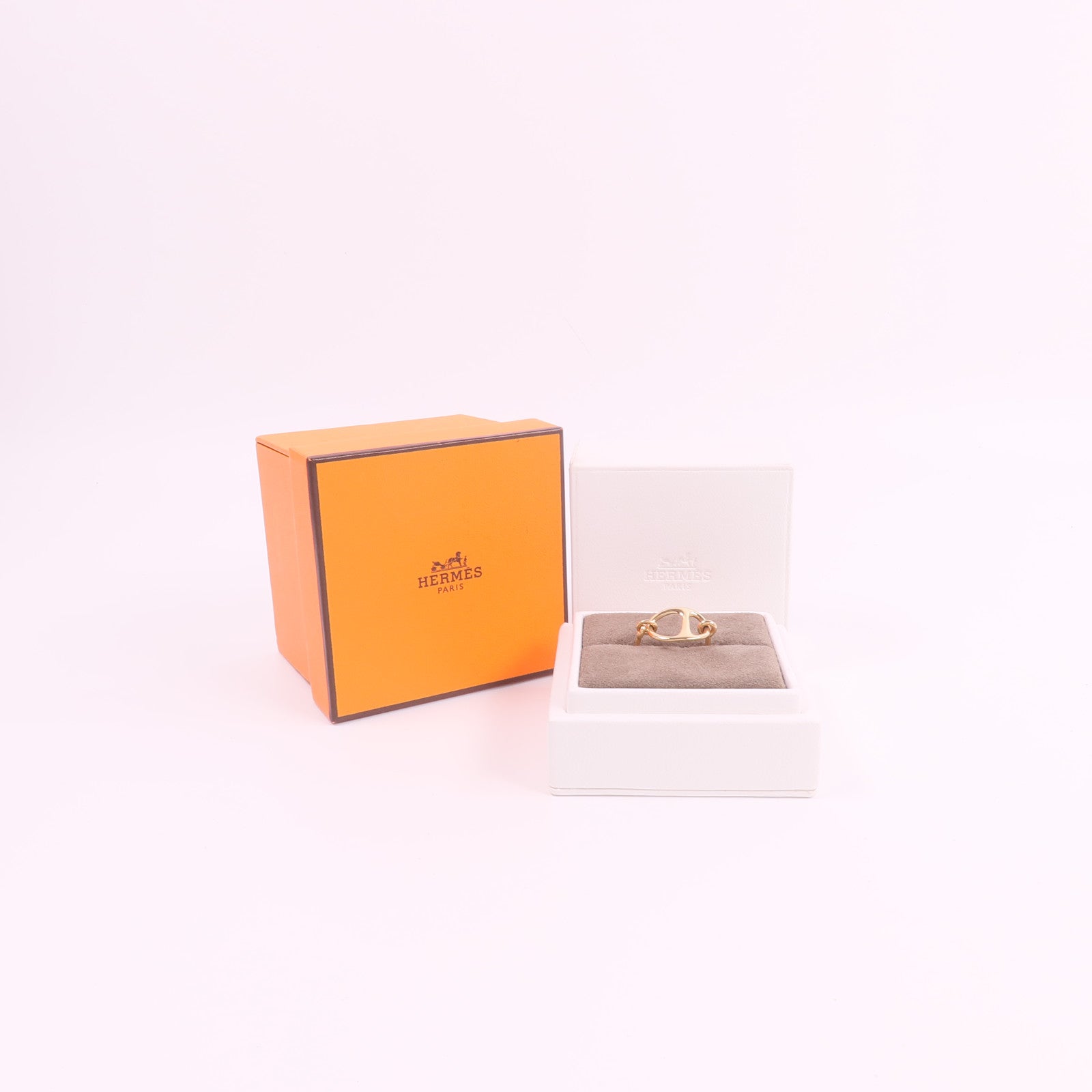 HERMES 18K玫瑰金Chaine d'ancre Punk Ring戒指