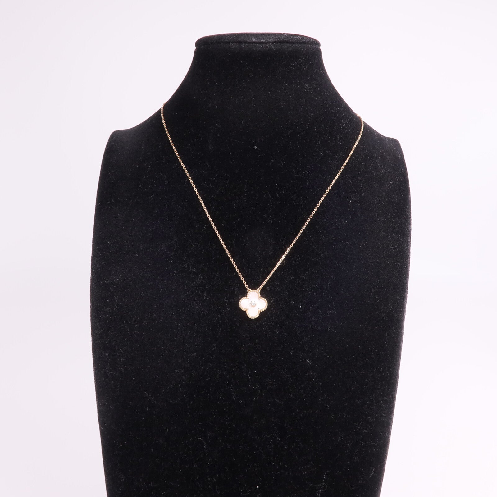 Van Cleef & Arpels 18K玫瑰金Vintage Alhambra Pendant珍珠母貝/鑽石項鍊