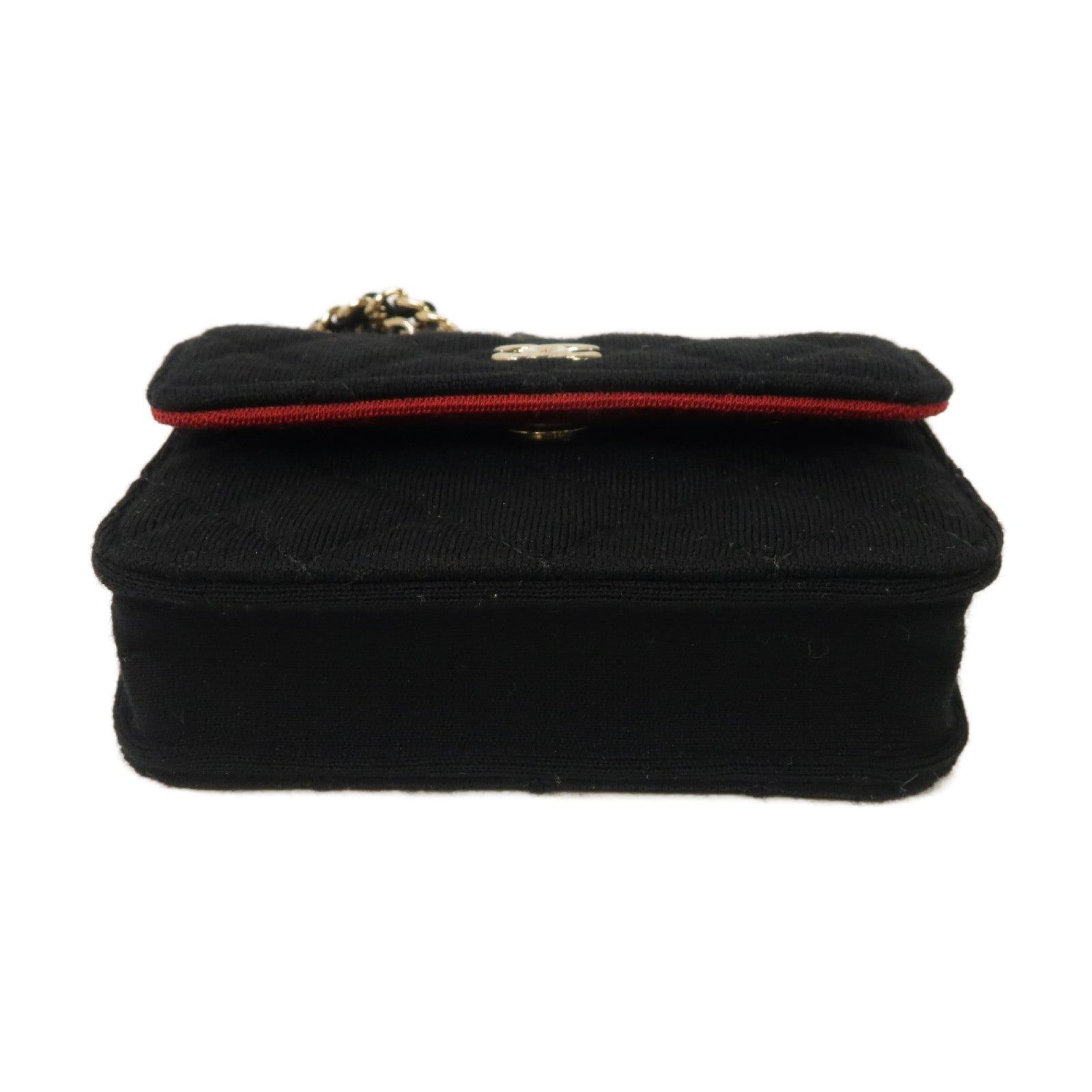 CHANEL 菱格棉質Chain Shoulder Bag銀扣鏈帶肩背袋黑色