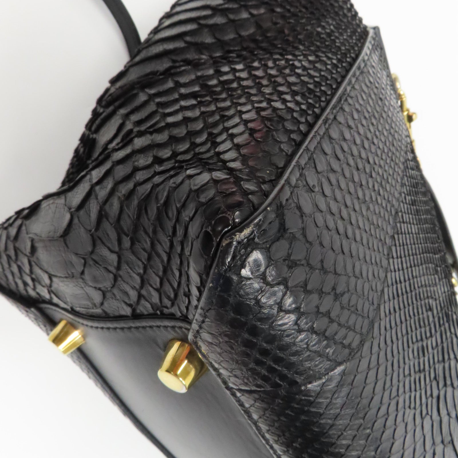 CELINE 【激減優惠】蛇皮皮革Belt Bag金扣手挽肩背兩用袋黑色