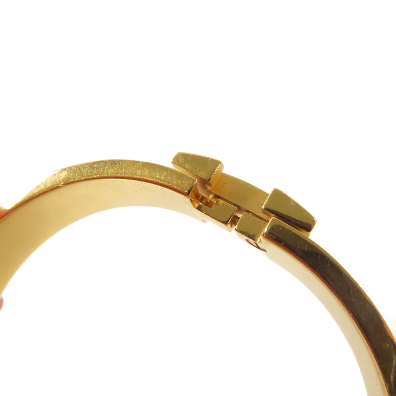 HERMES 琺瑯/金屬Clic H Bracelet金扣手鏈白色/金色