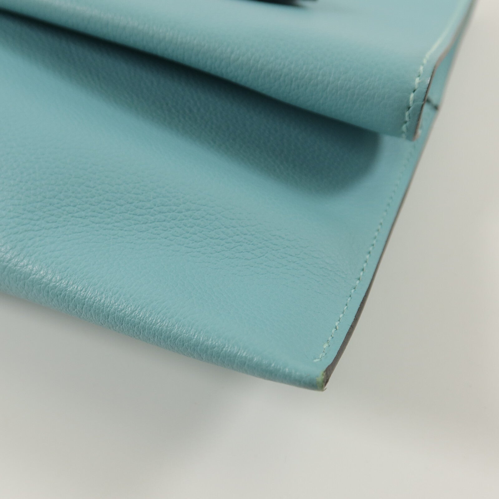 HERMES Evercolor皮革Pliplat Clutch手拿包Blue Atoll