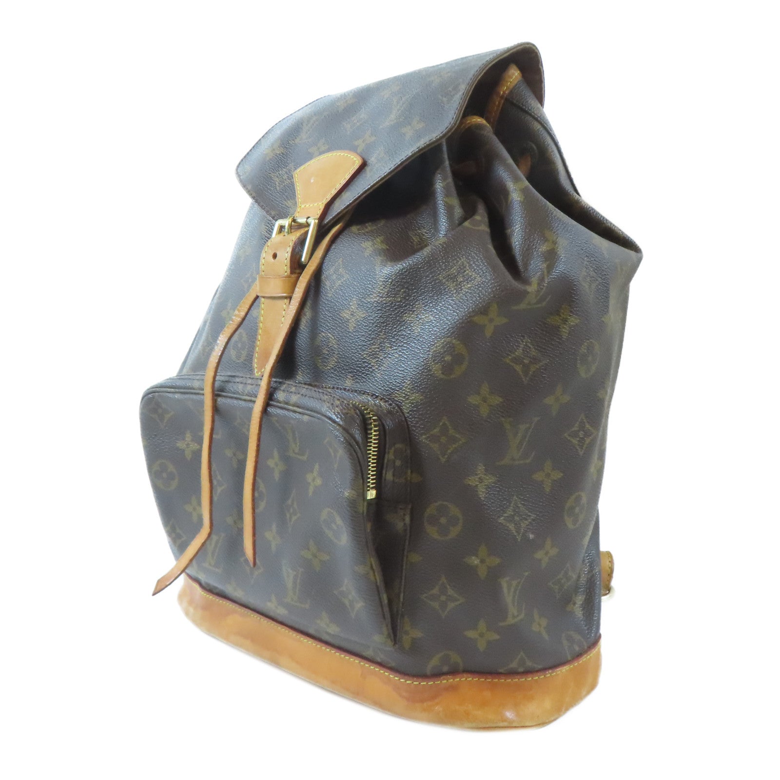 LOUIS VUITTON Monogram Montsouris GM金扣背包啡色