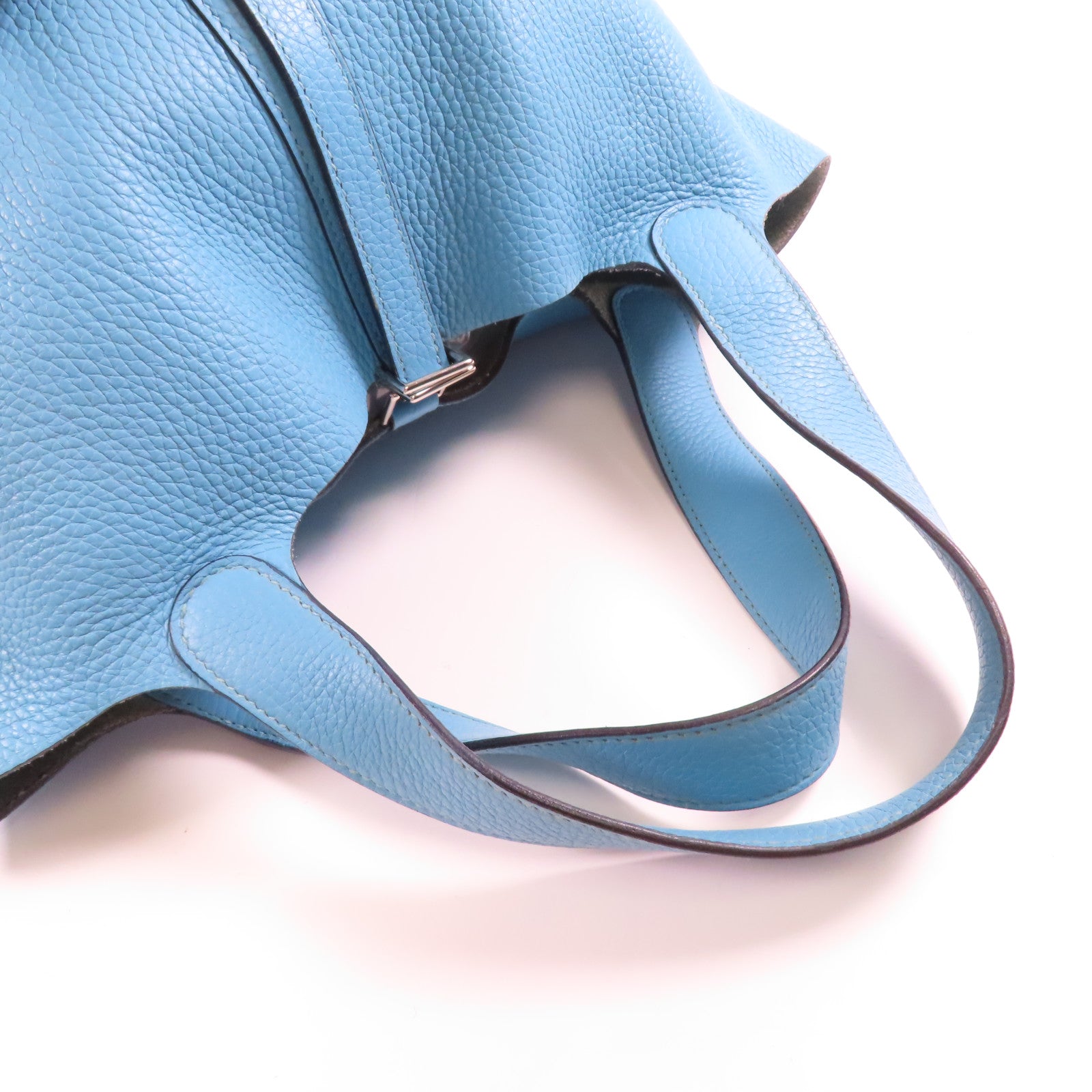 HERMES 【激減優惠】Clemence皮革Picotin MM銀扣手挽袋Bleu Du Nor