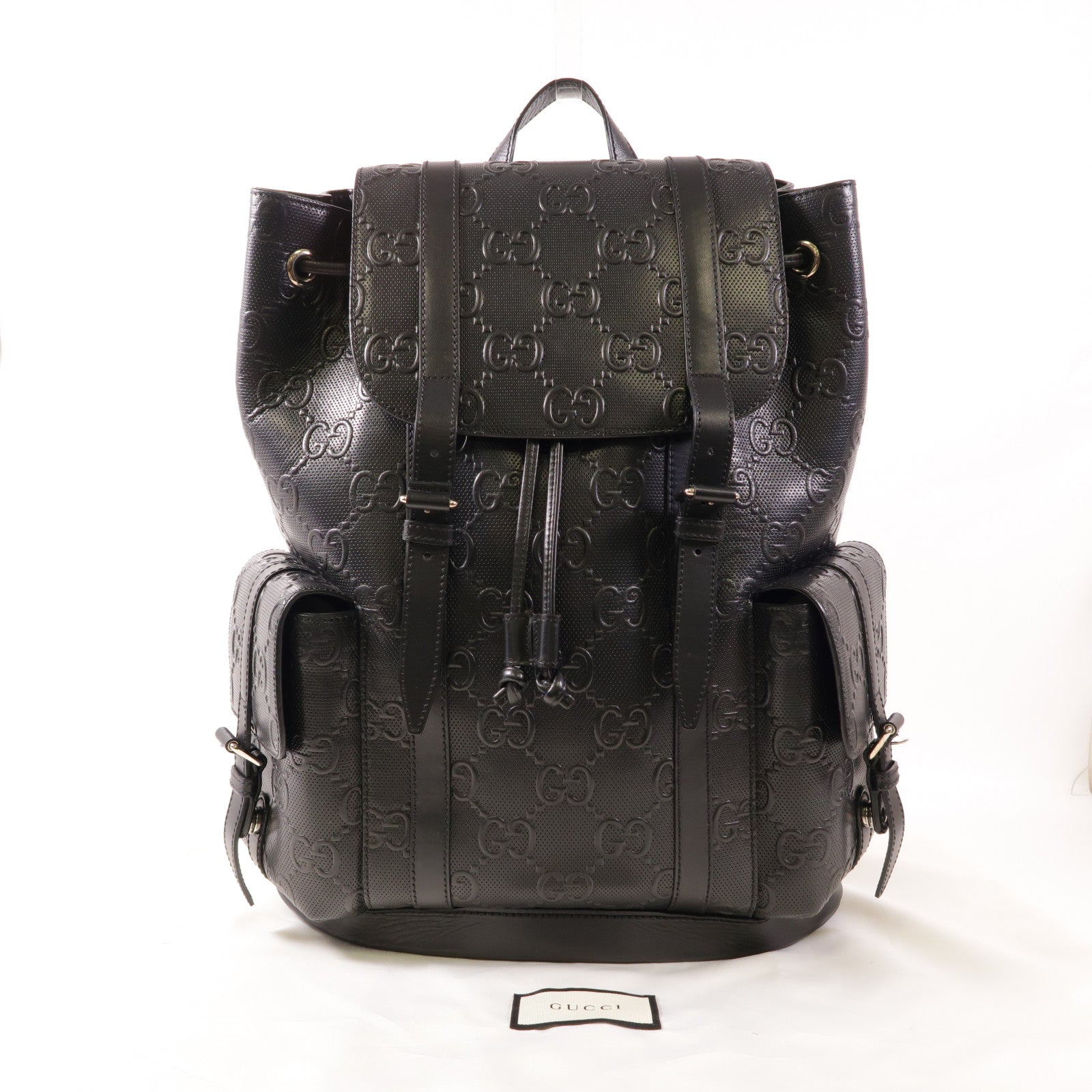 GUCCI 牛皮皮革Jumbo GG Backpack銀扣背包