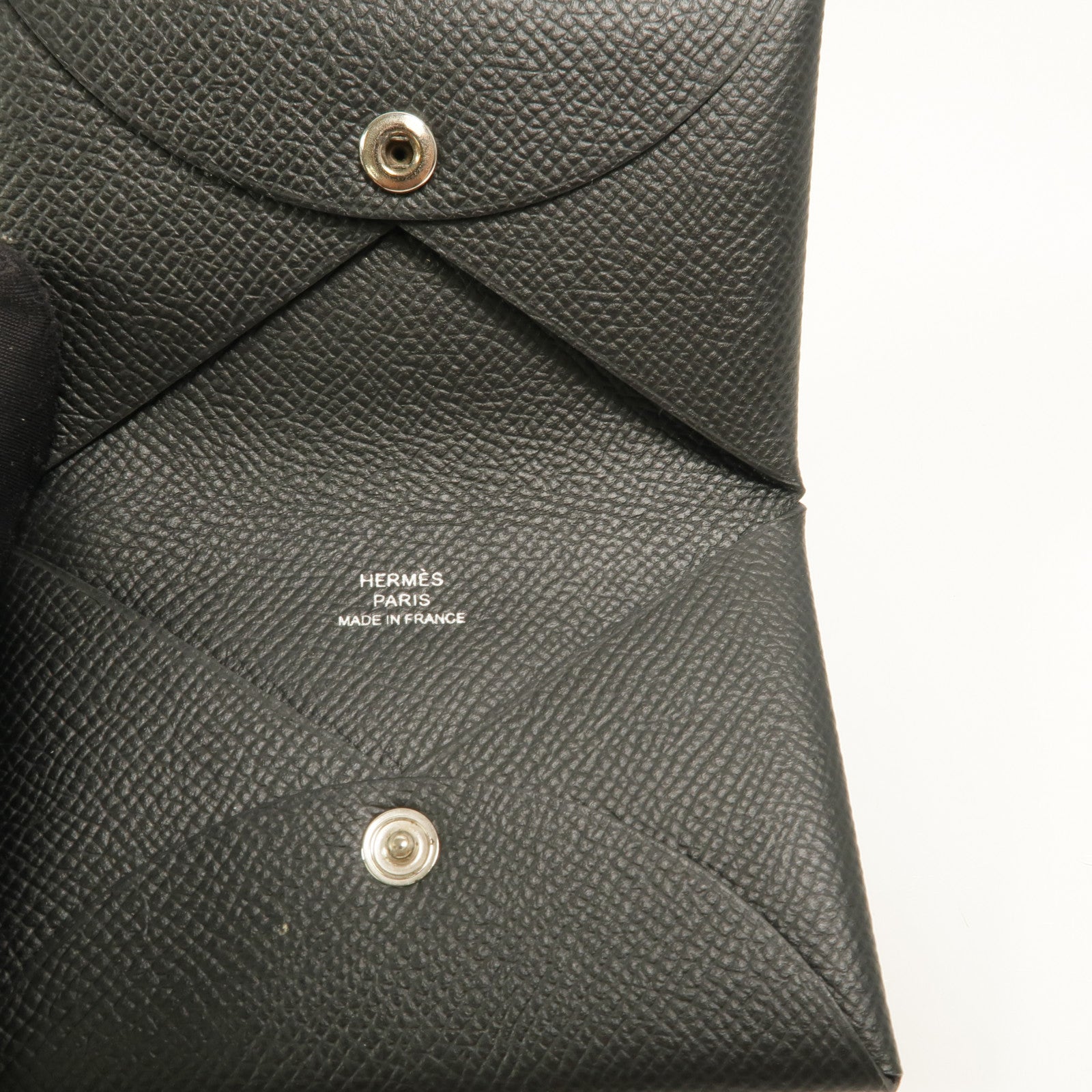 HERMES Epsom皮革Calvi卡片套Noir