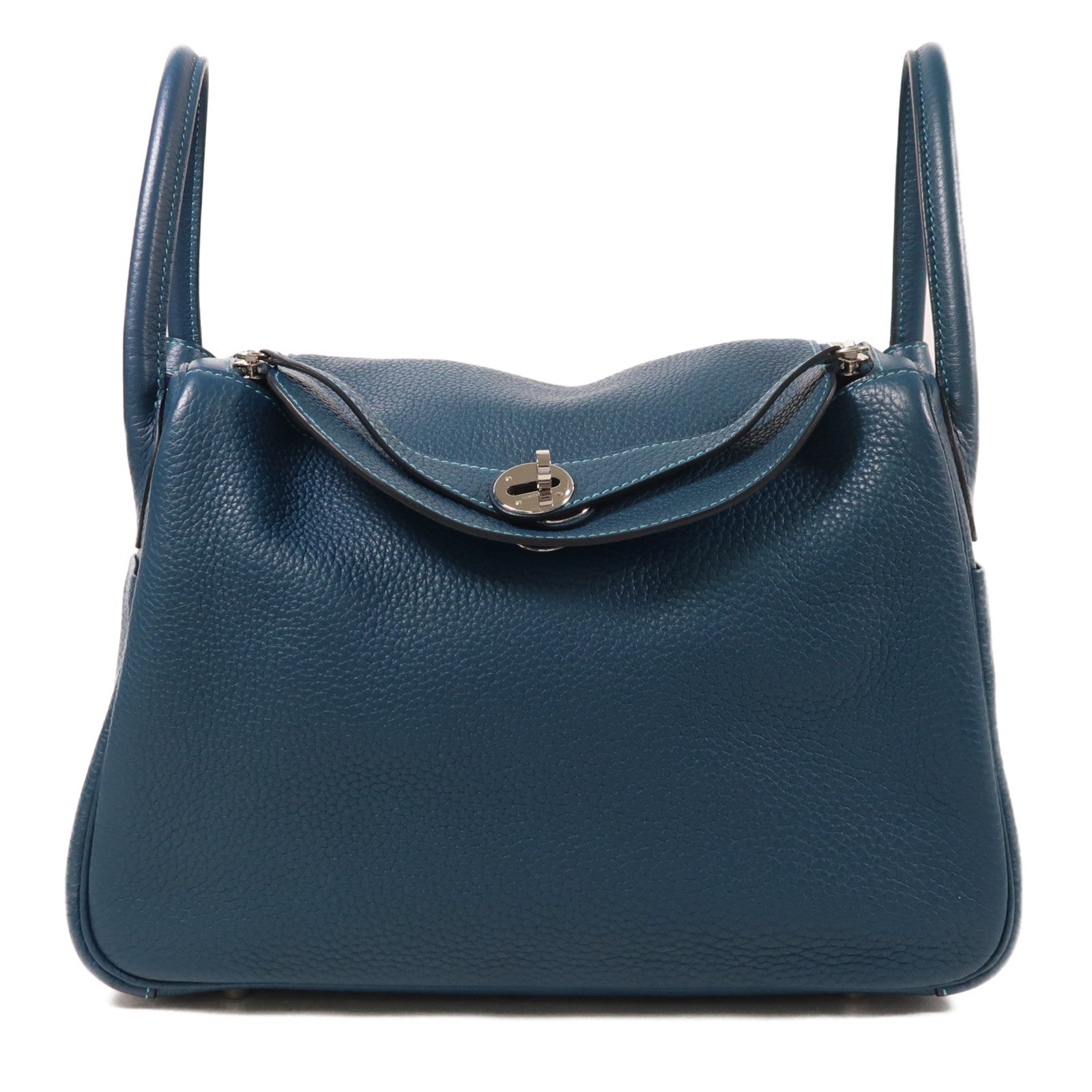 HERMES 皮革Lindy 30手挽肩背兩用袋Turquoise/Bleu Izmir