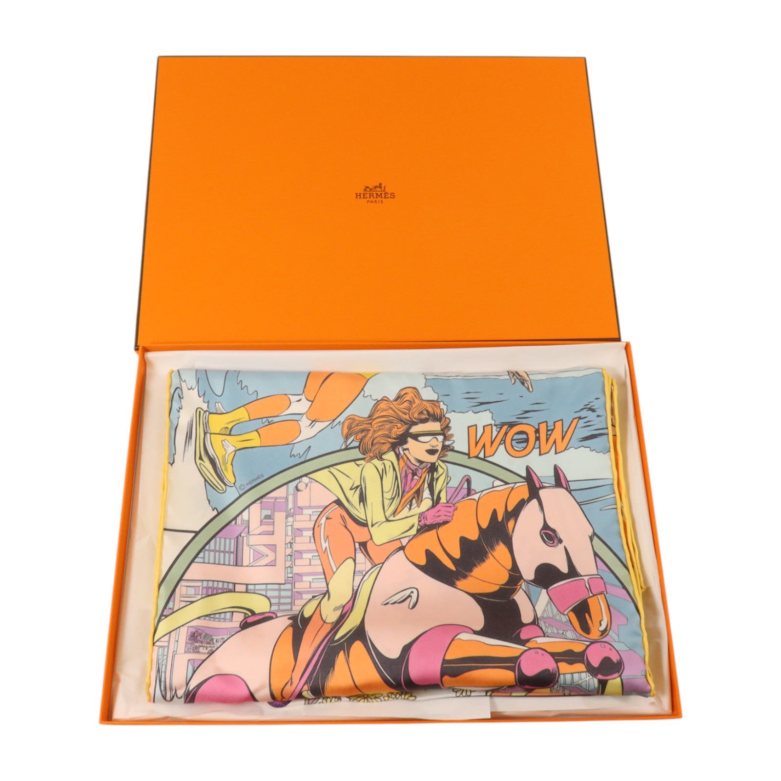 HERMES 絲質Le Premier Chant, Wow! Scarf 30x180cm絲巾