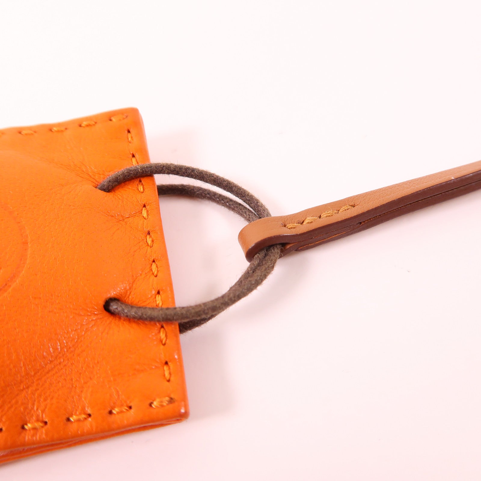 HERMES Swift皮革Bag Charm掛飾Orange