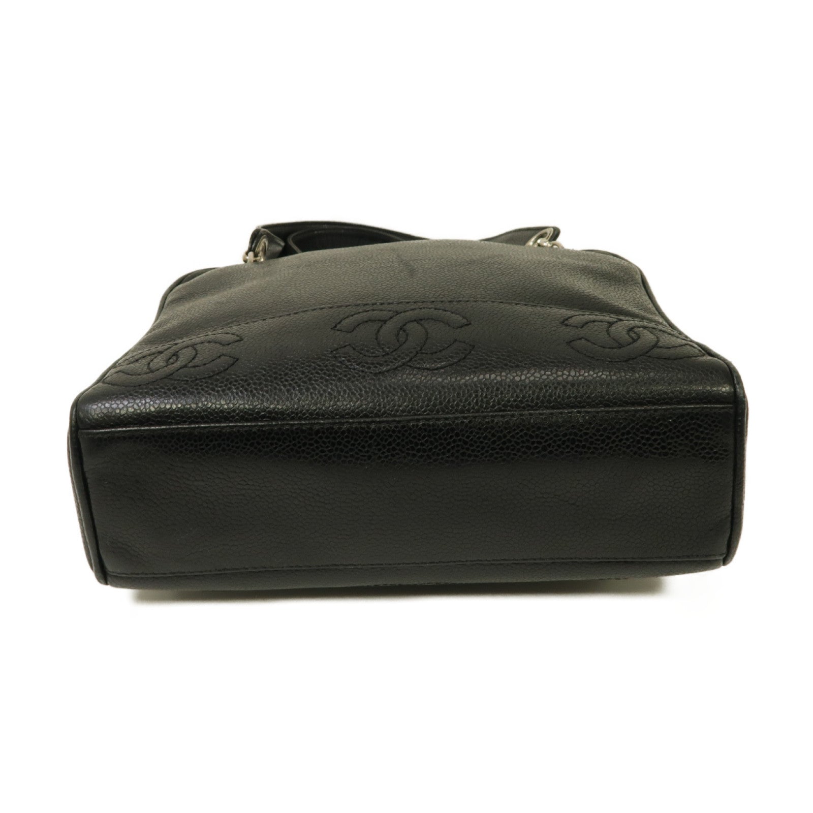 CHANEL 牛皮皮革Shoulder Bag銀扣肩背袋黒色