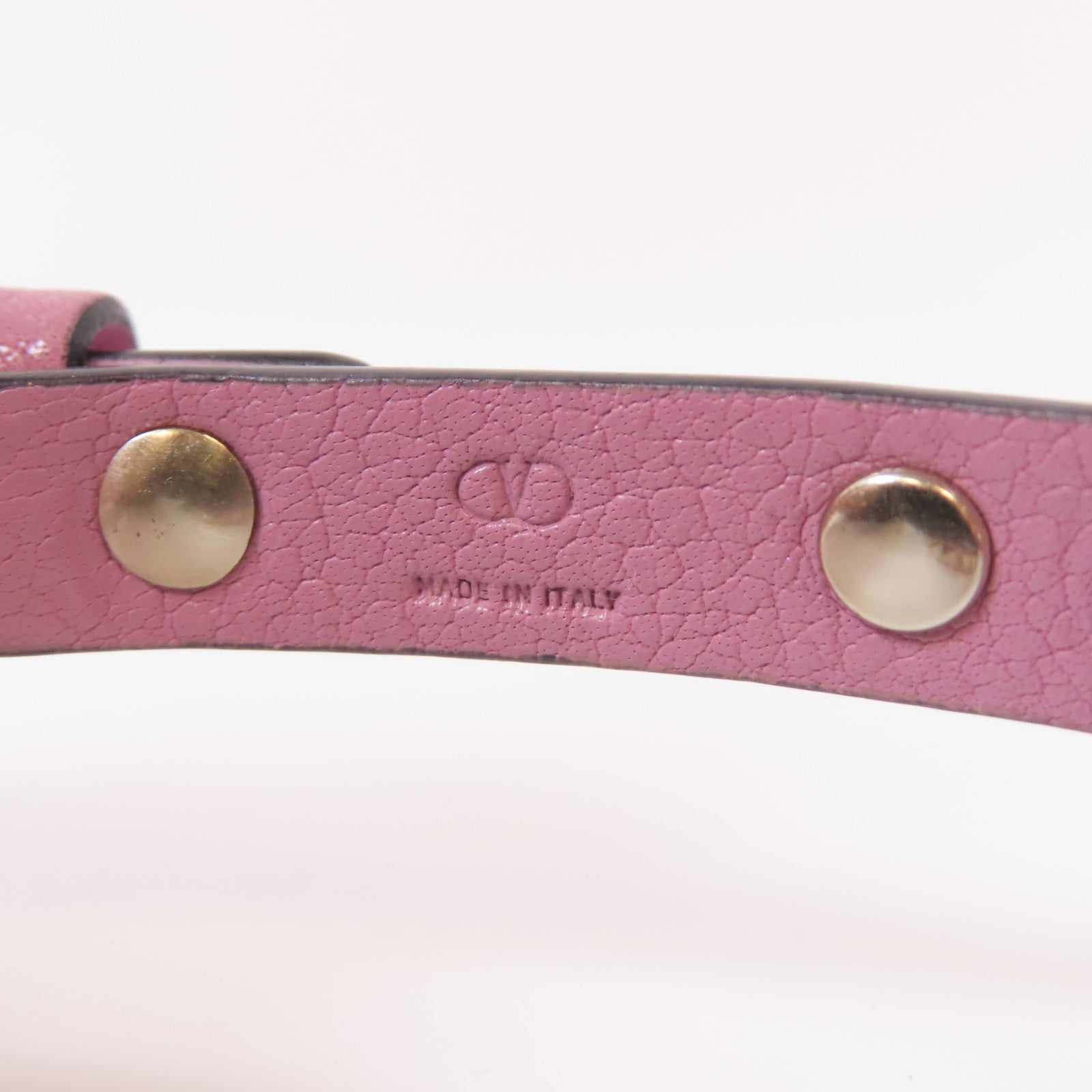Valentino 皮革Bracelet金扣手鐲粉紅色