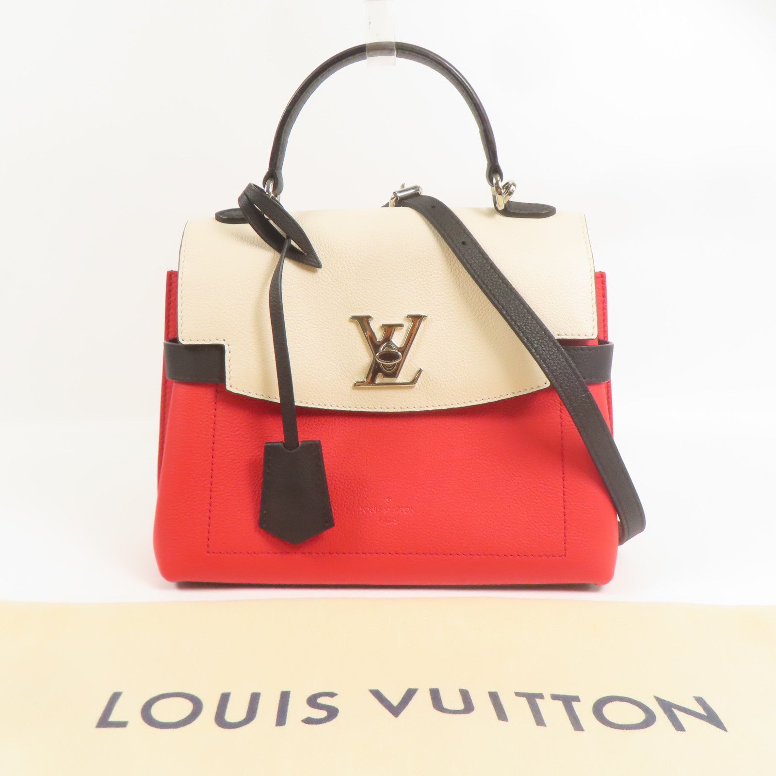 LOUIS VUITTON 牛皮皮革Lockme Ever BB銀扣手挽肩背兩用袋