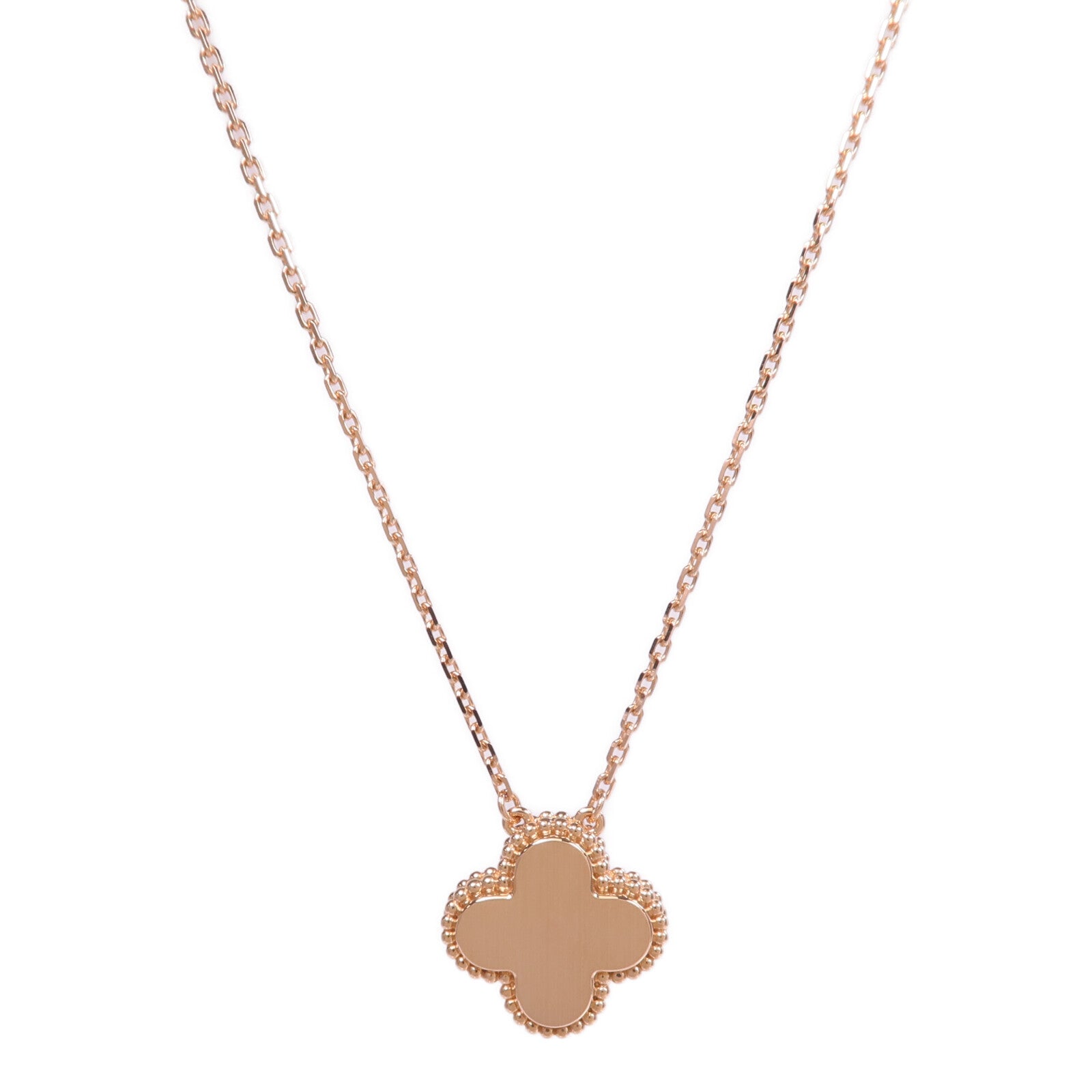 Van Cleef & Arpels 18K玫瑰金Vintage Alhambra Pendant珍珠母貝/鑽石項鍊