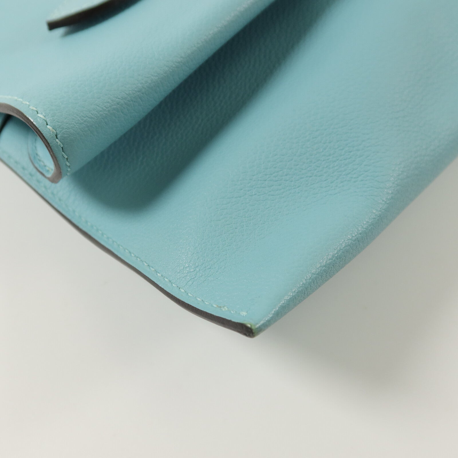 HERMES Evercolor皮革Pliplat Clutch手拿包Blue Atoll