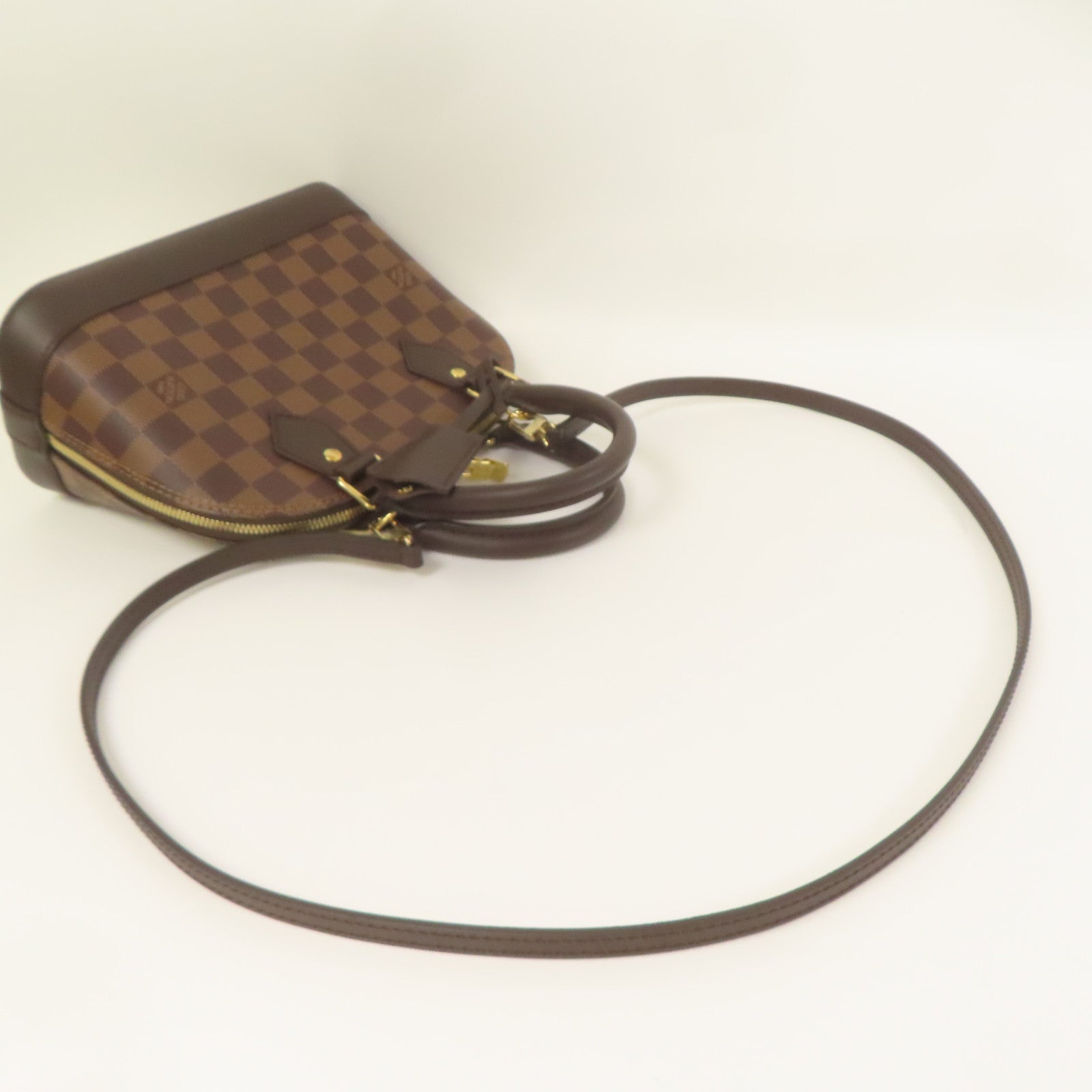 LOUIS VUITTON Damier Alma BB金扣手挽肩背兩用袋棕色