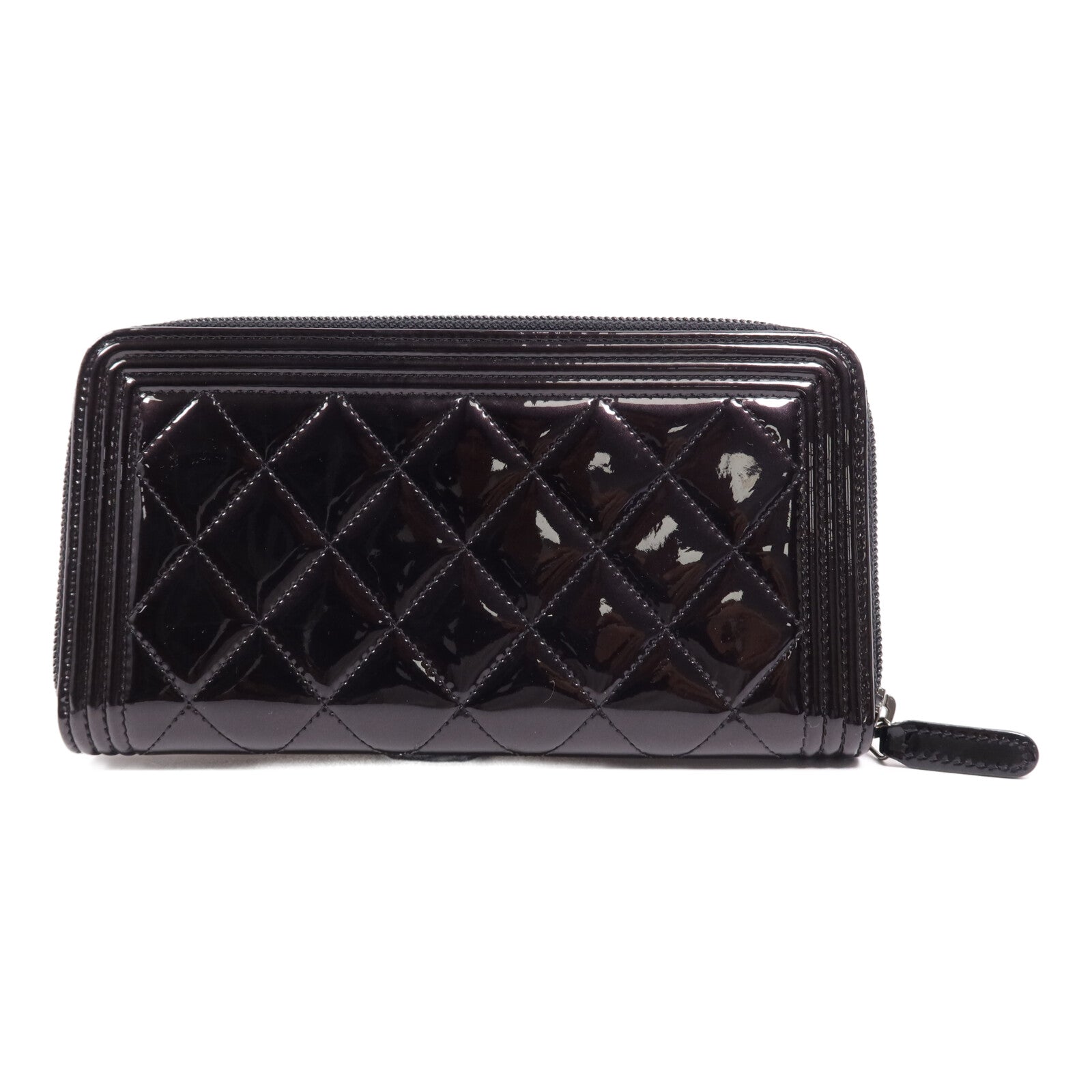 CHANEL 漆皮皮革Long Wallet銀扣長錢包