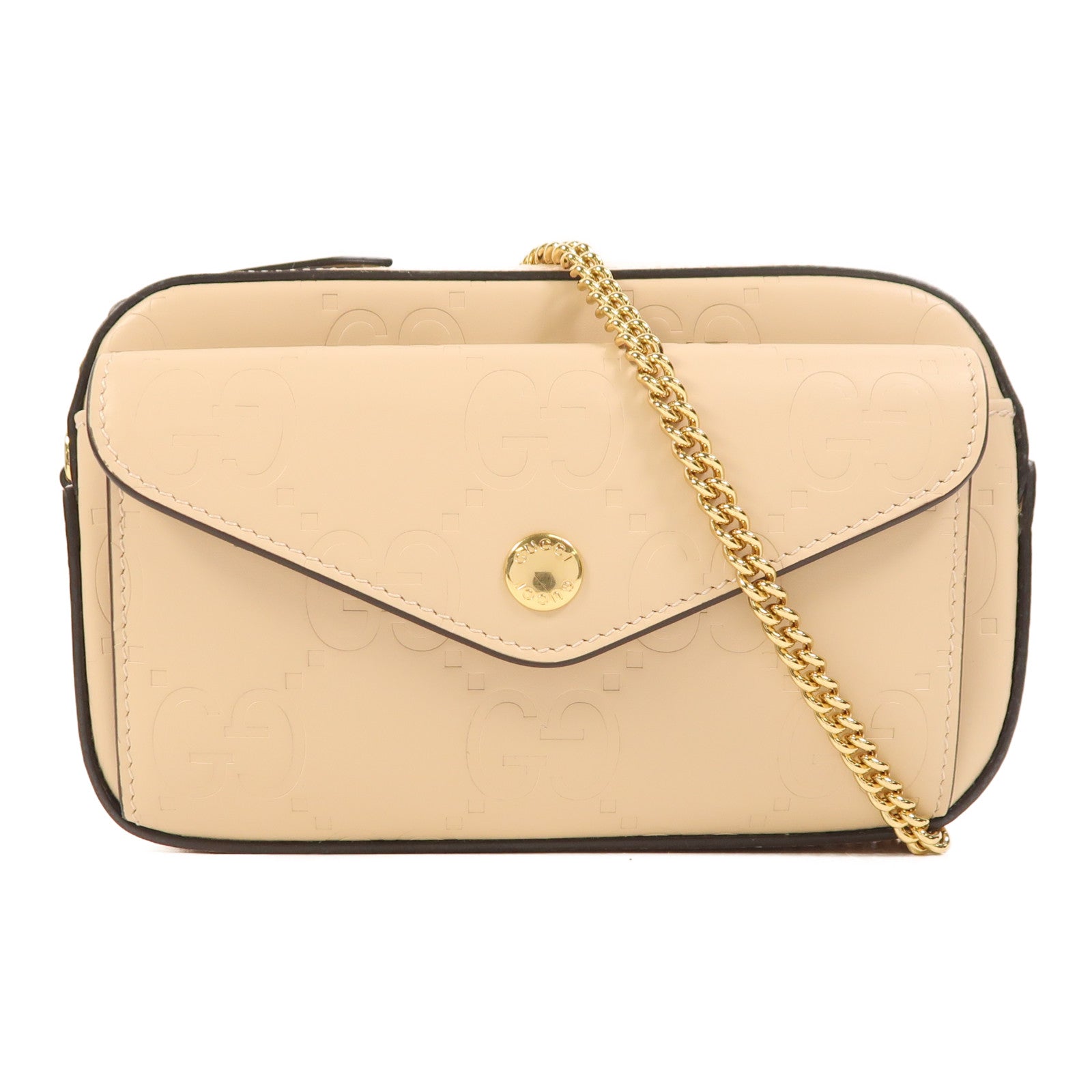 GUCCI 牛皮皮革Chain Shoulder金扣鏈帶肩背袋