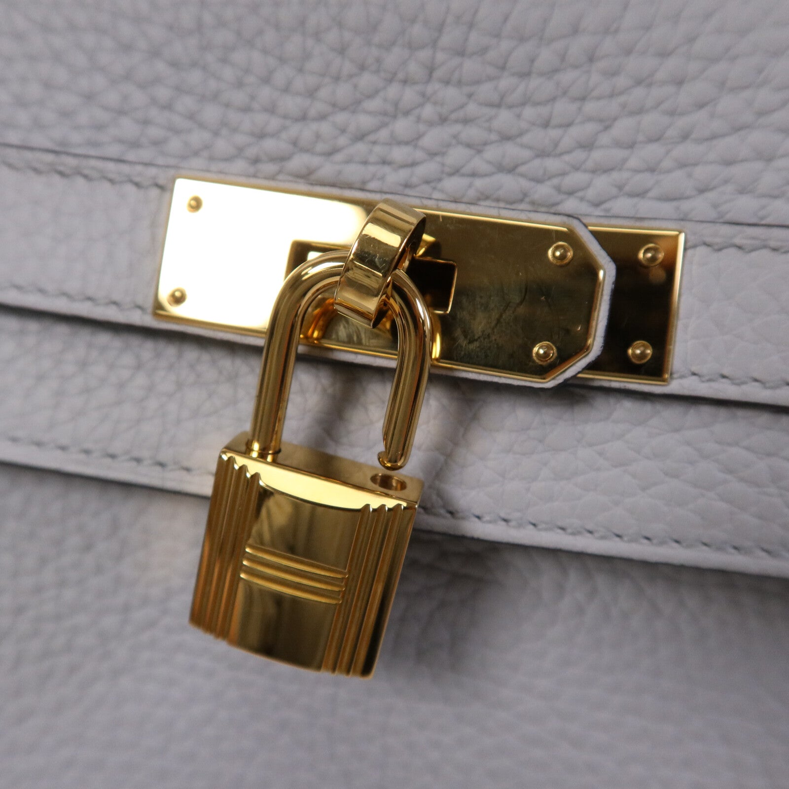 HERMES 【激減優惠】Togo皮革Kelly 28金扣手挽肩背兩用袋Blue Pale