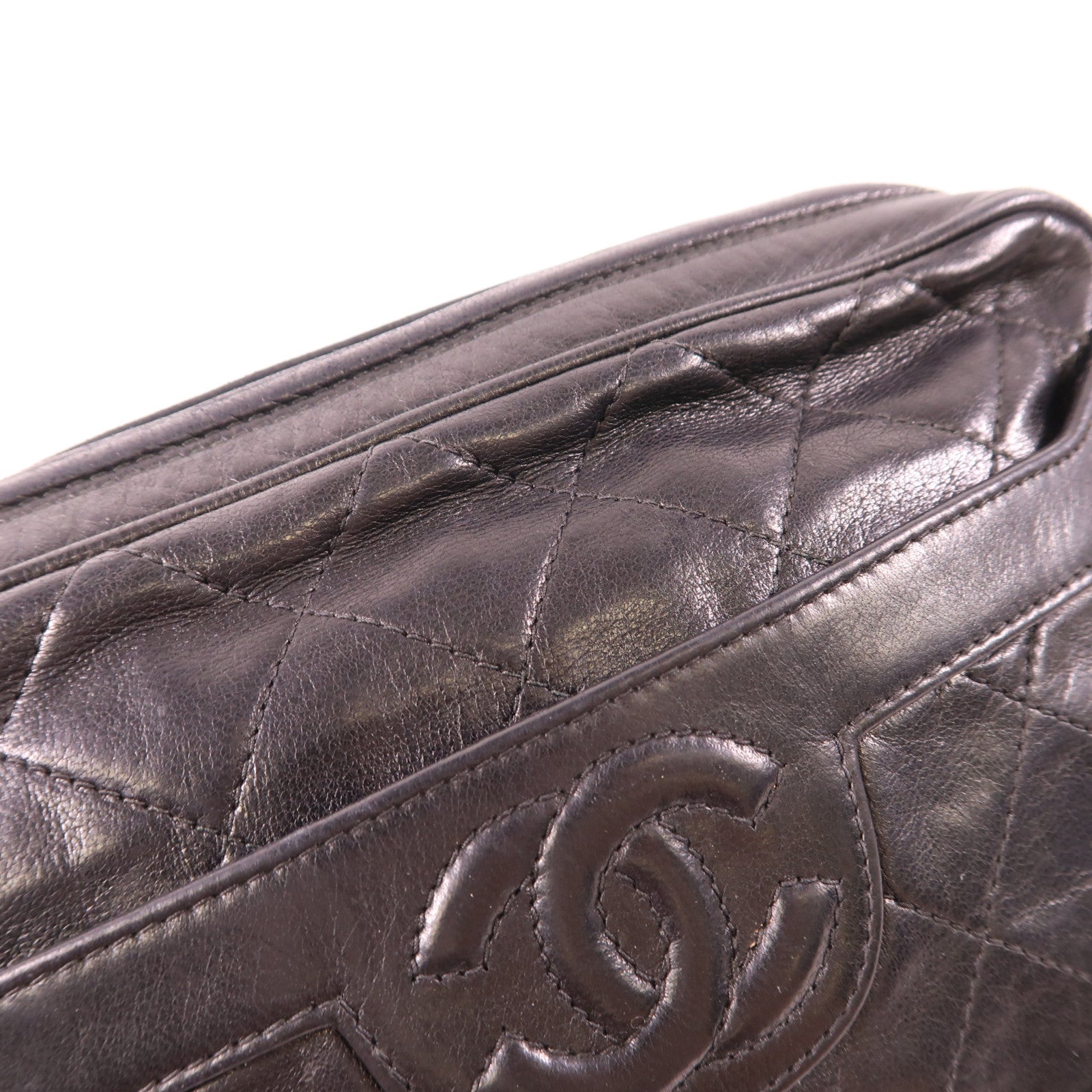 CHANEL 羊皮皮革Vintage Chain Shoulder金扣鏈帶肩背袋