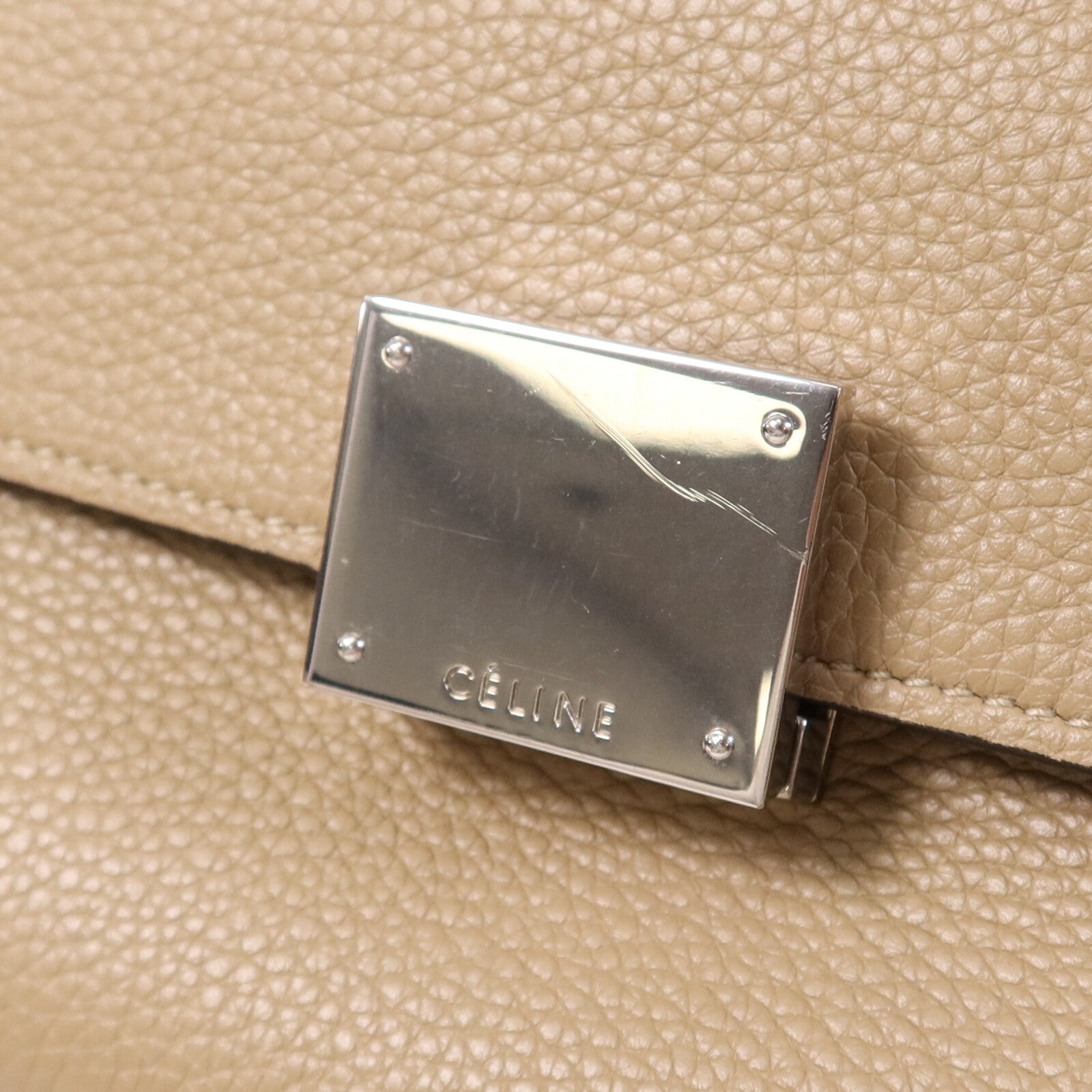 CELINE 【激減優惠】牛皮皮革Trapeze銀扣手挽肩背兩用袋