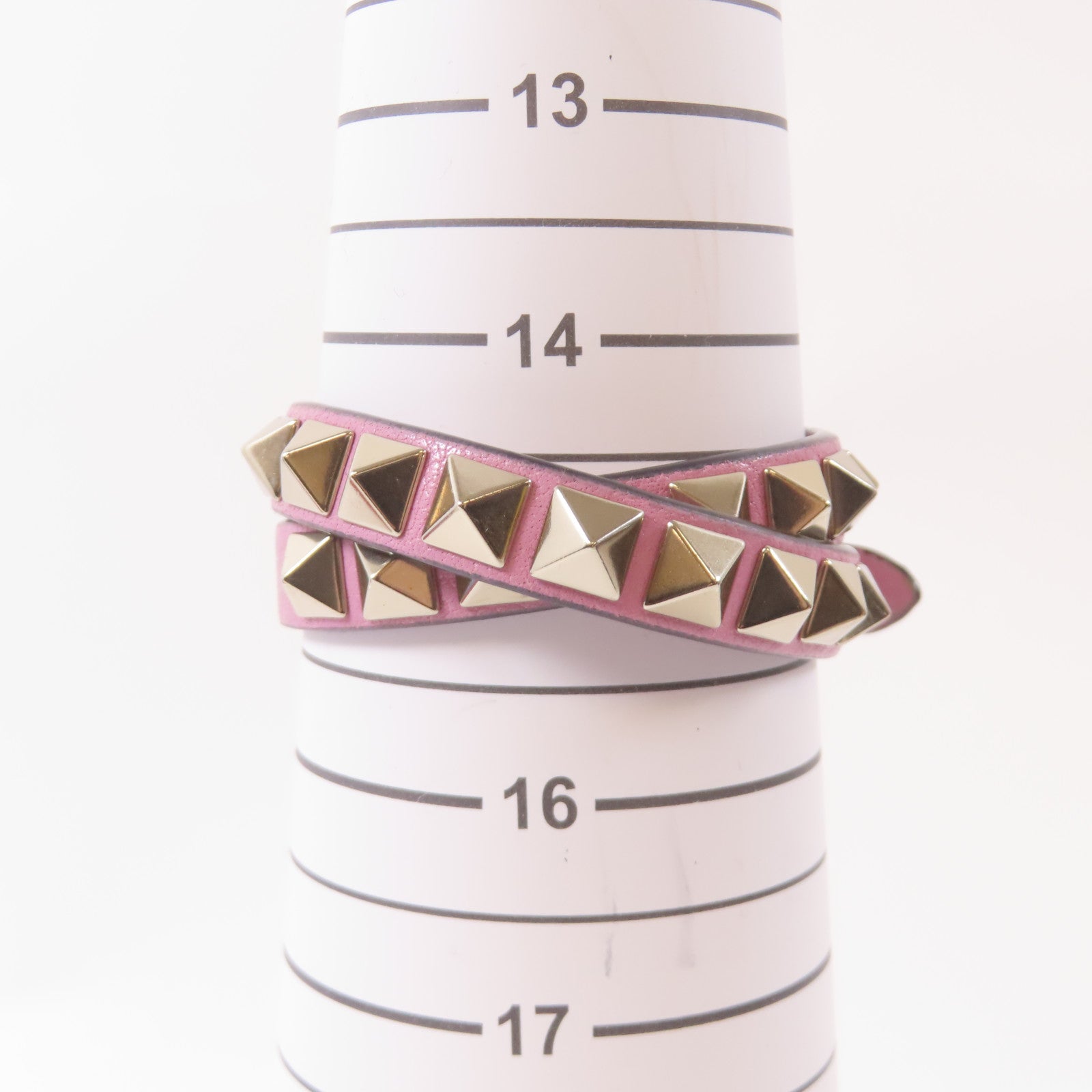 Valentino 皮革Bracelet金扣手鐲粉紅色