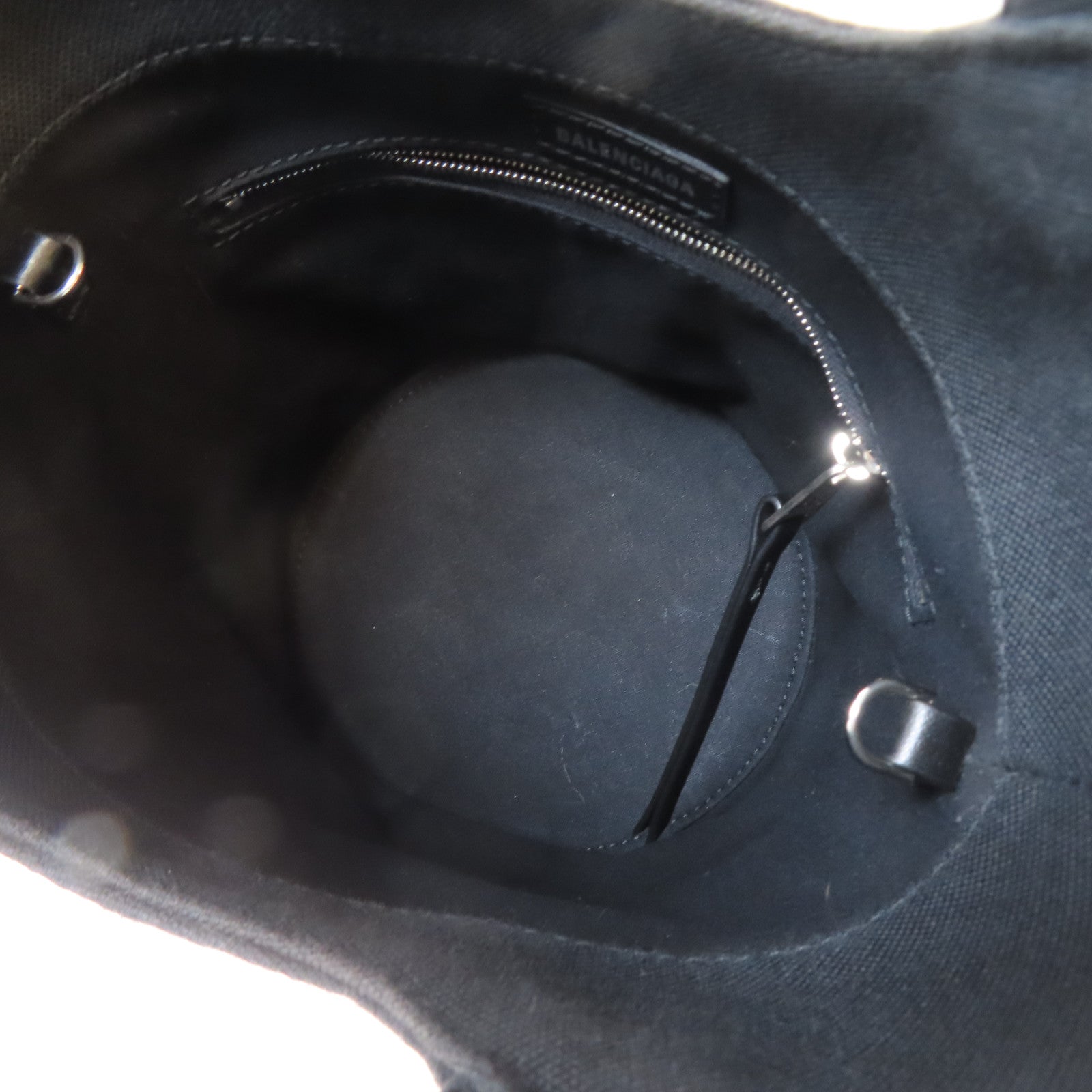 BALENCIAGA 帆布Wave Tote XS銀扣手挽肩背兩用袋黑色