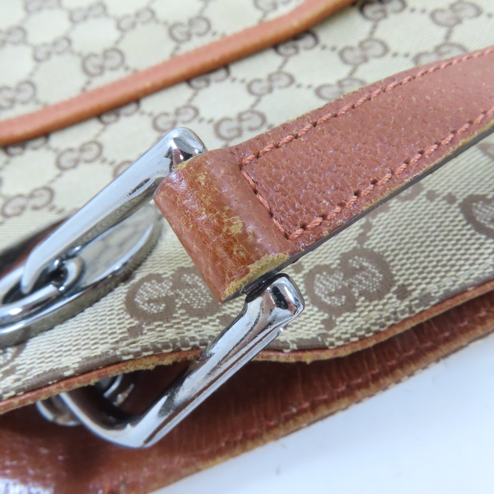GUCCI 帆布Shoulder Bag銀扣肩背袋啡色