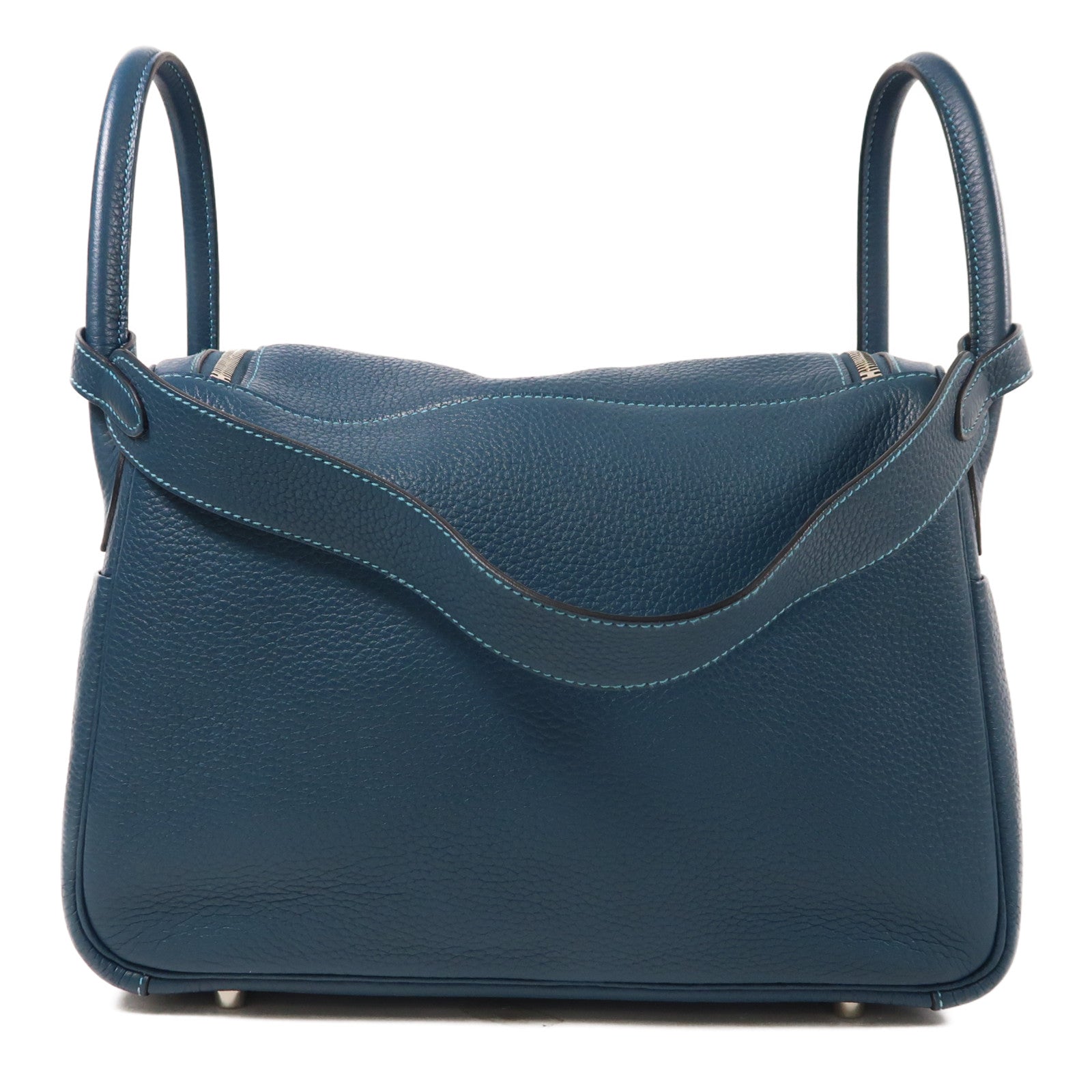 HERMES 皮革Lindy 30手挽肩背兩用袋Turquoise/Bleu Izmir